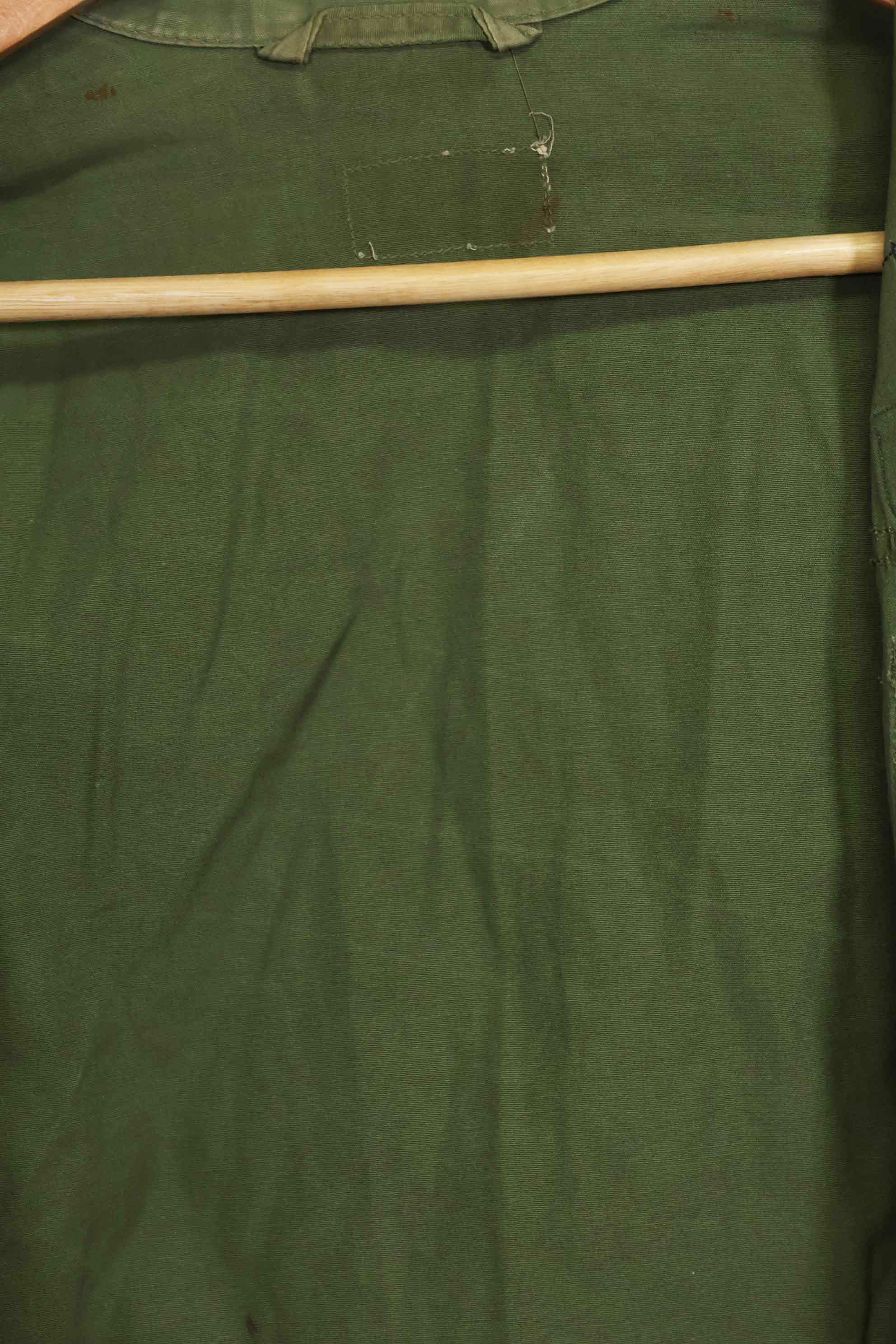 1963 Contract 1st Model Jungle Fatigue Jacket, no label, patch retrofitted, used.