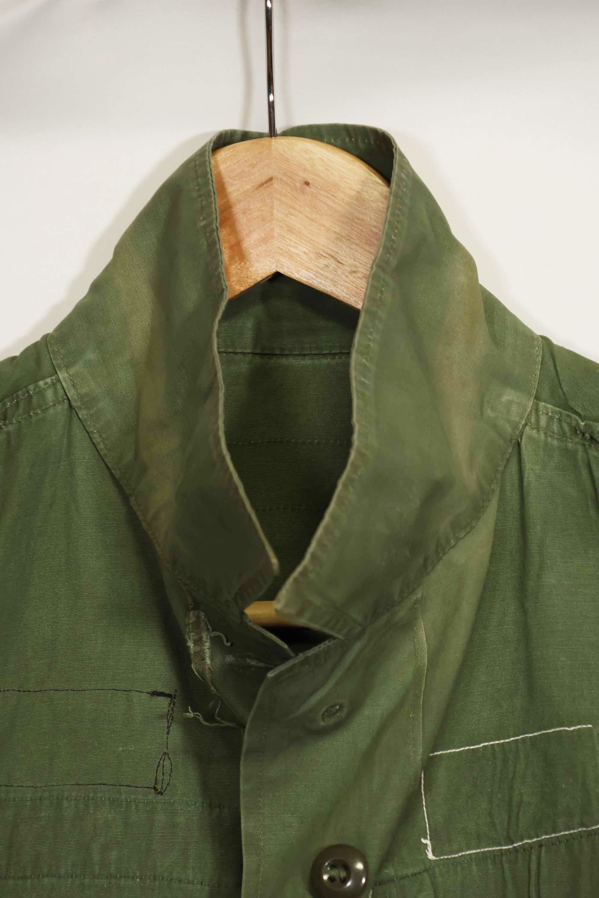 1963 Contract 1st Model Jungle Fatigue Jacket, no label, patch retrofitted, used.