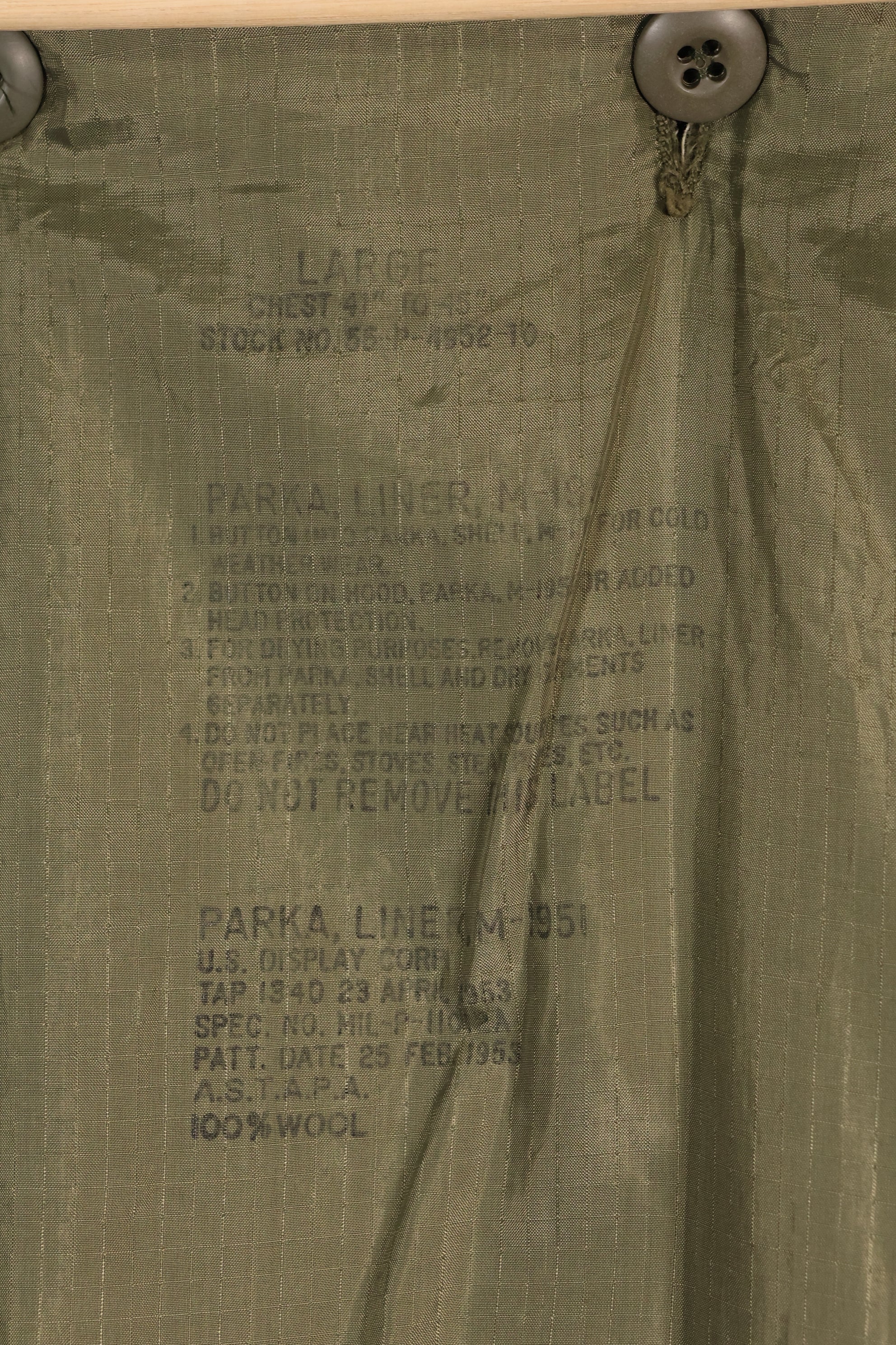 大号 M65 野战派克大衣套装 M51，带衬里，使用过，D