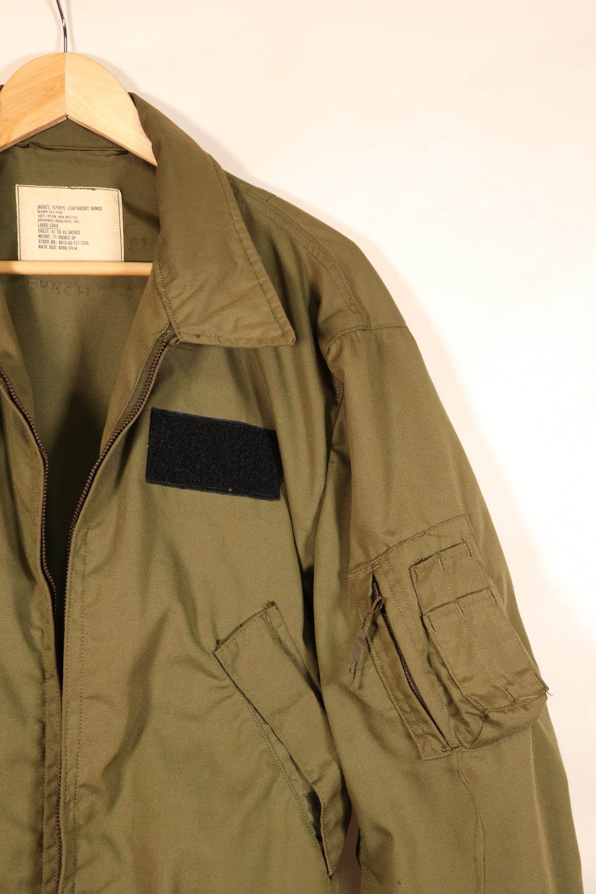 1979 Contract, L-L, NOMEX, U.S. Army, Pilot, Lightweight Jacket, Flight, Zipper Damaged, Used