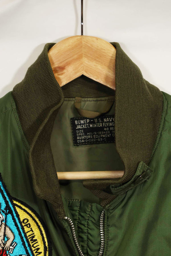 1963 Contract US Navy WEP(G-9) Flight Jacket USS Enterprise Size 40 Used