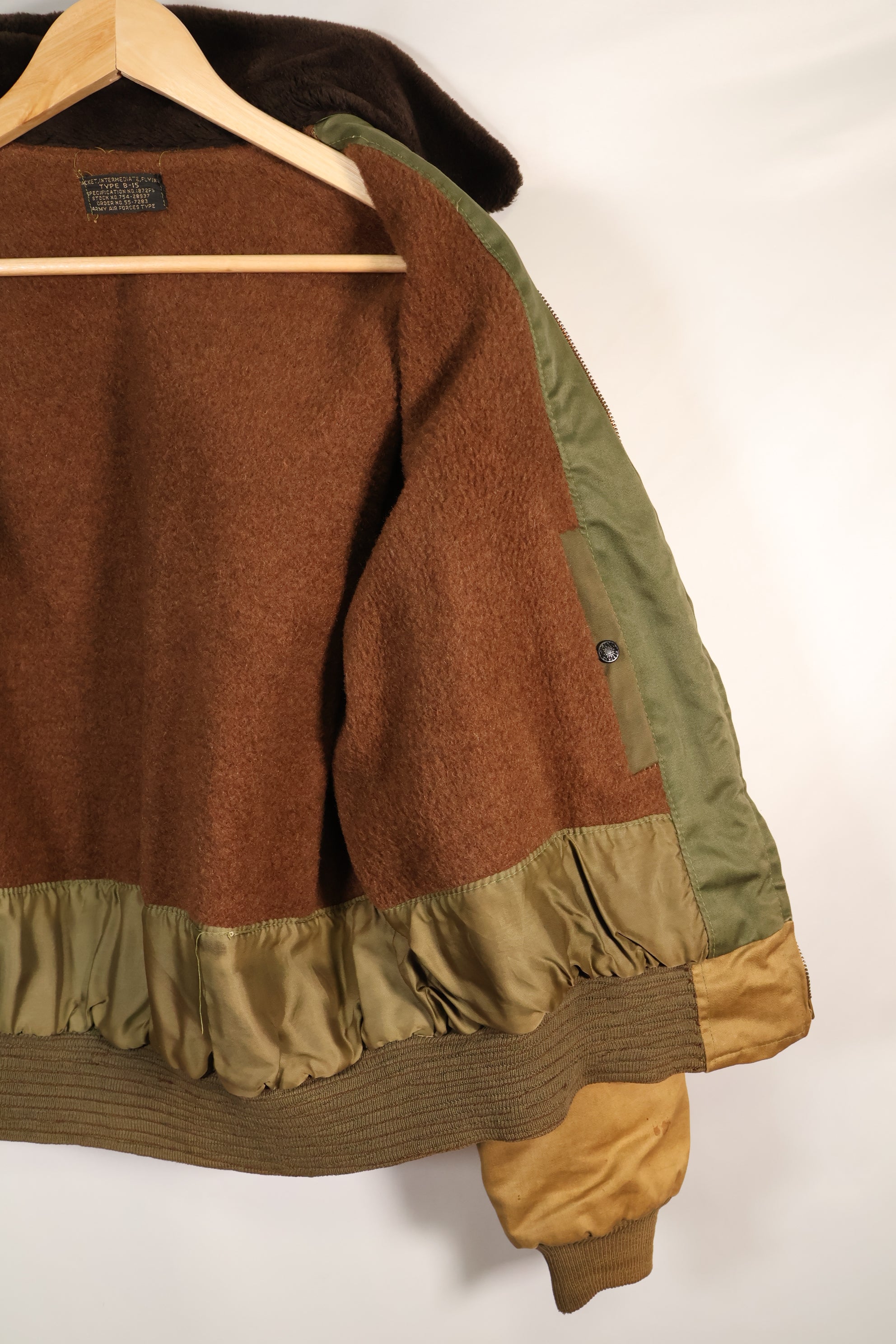 1950's USAF B-15 cotton flight jacket, commercial model, used.