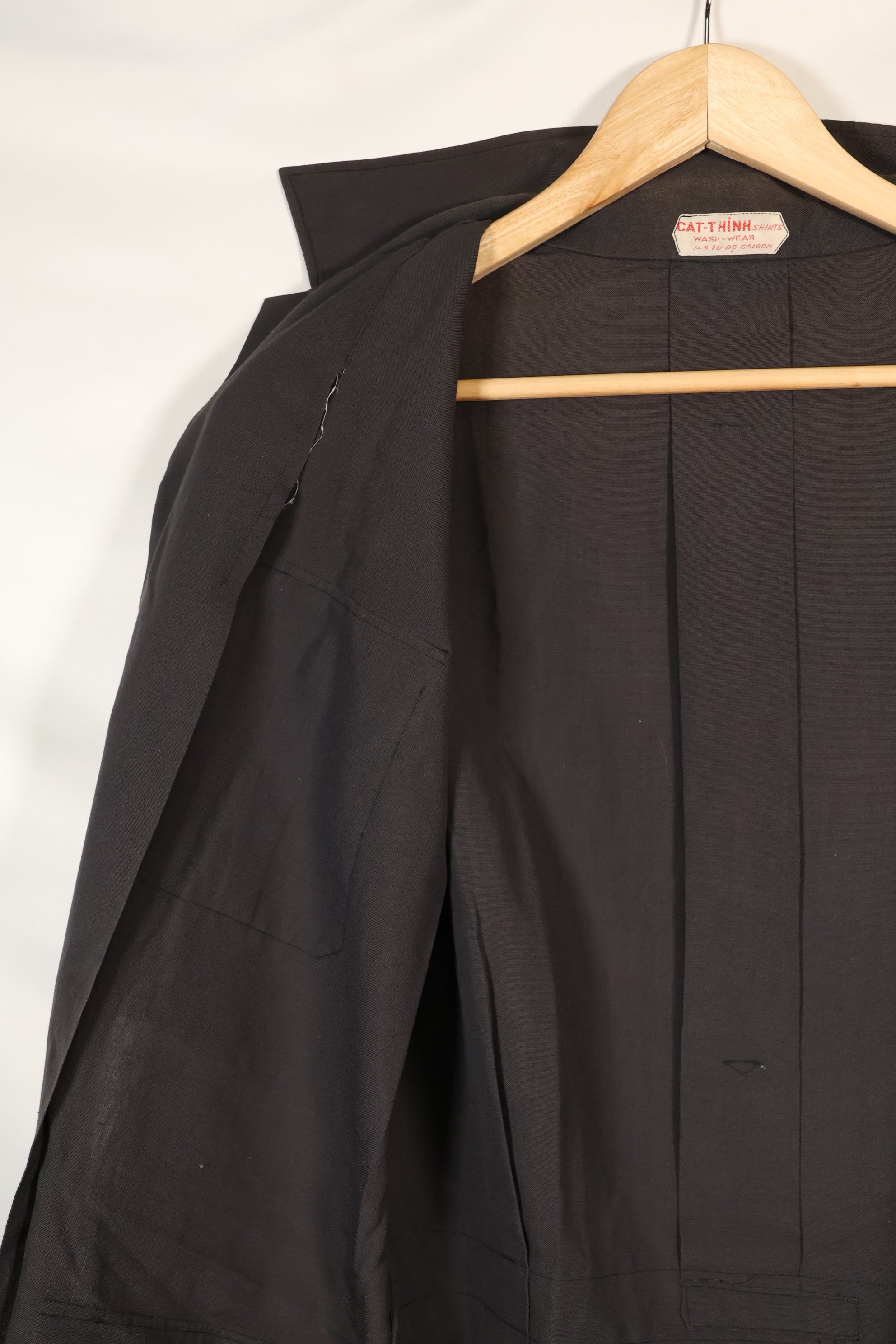 1960s Saigon Taylor Made Black Safari Jacket Pants Set