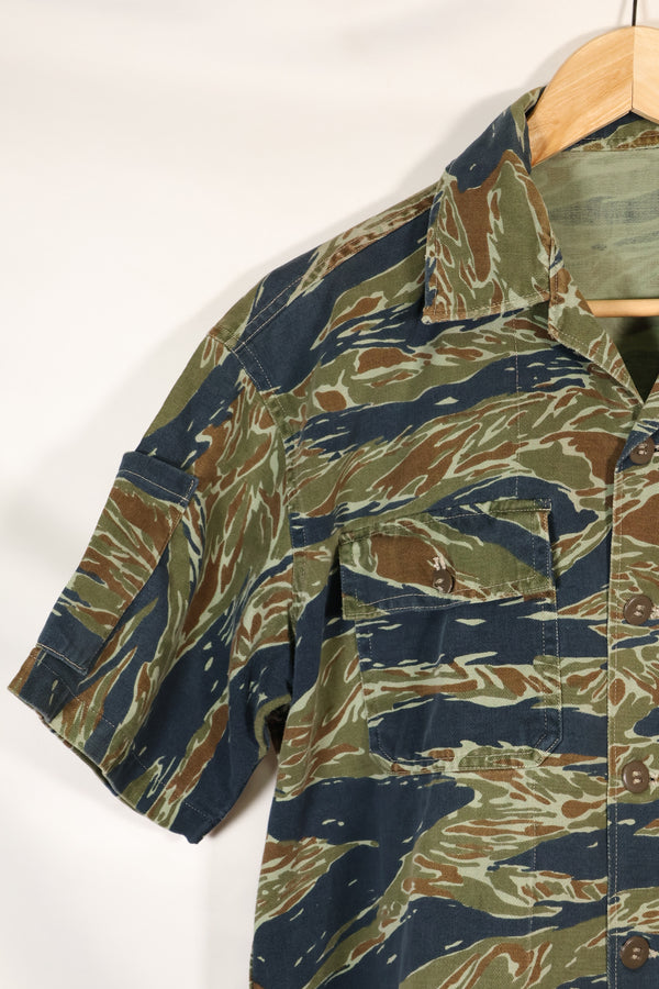 Mid-1970s, Thailand, Silver Tiger half sleeve shirt, tiger stripe, used.