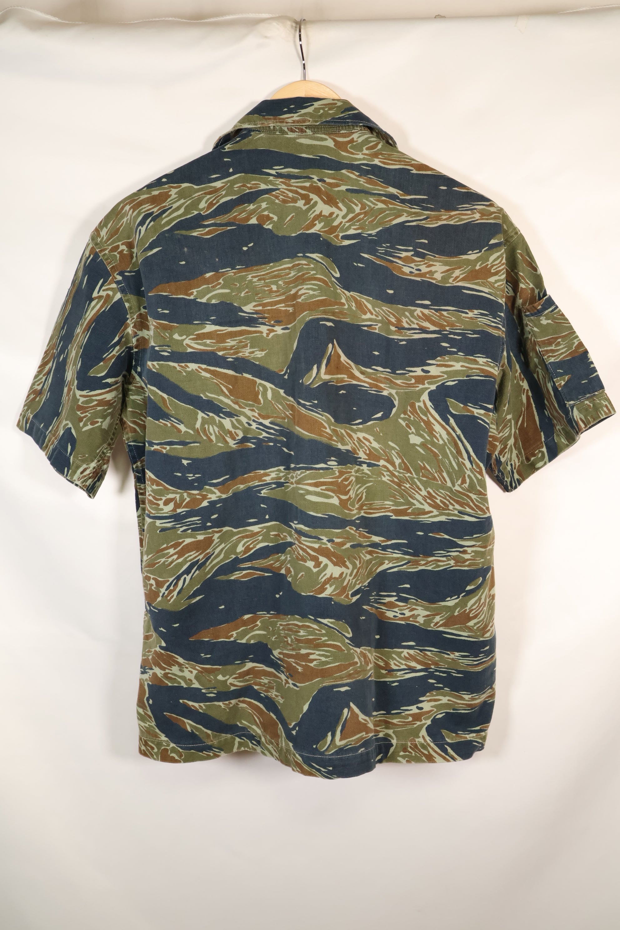 Mid-1970s, Thailand, Silver Tiger half sleeve shirt, tiger stripe, used.