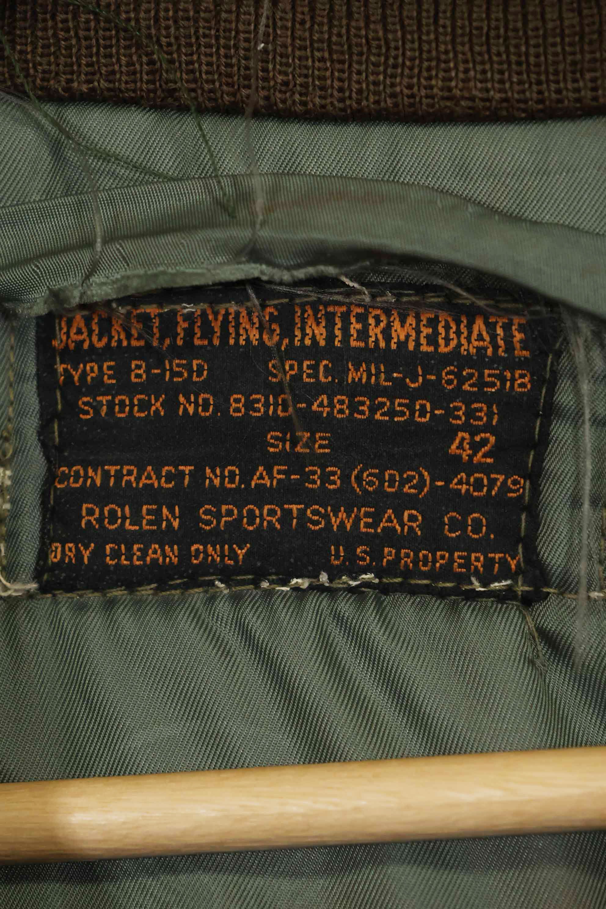 1950's USAF B-15D ribbed modified flight jacket size 42, used for high altitude