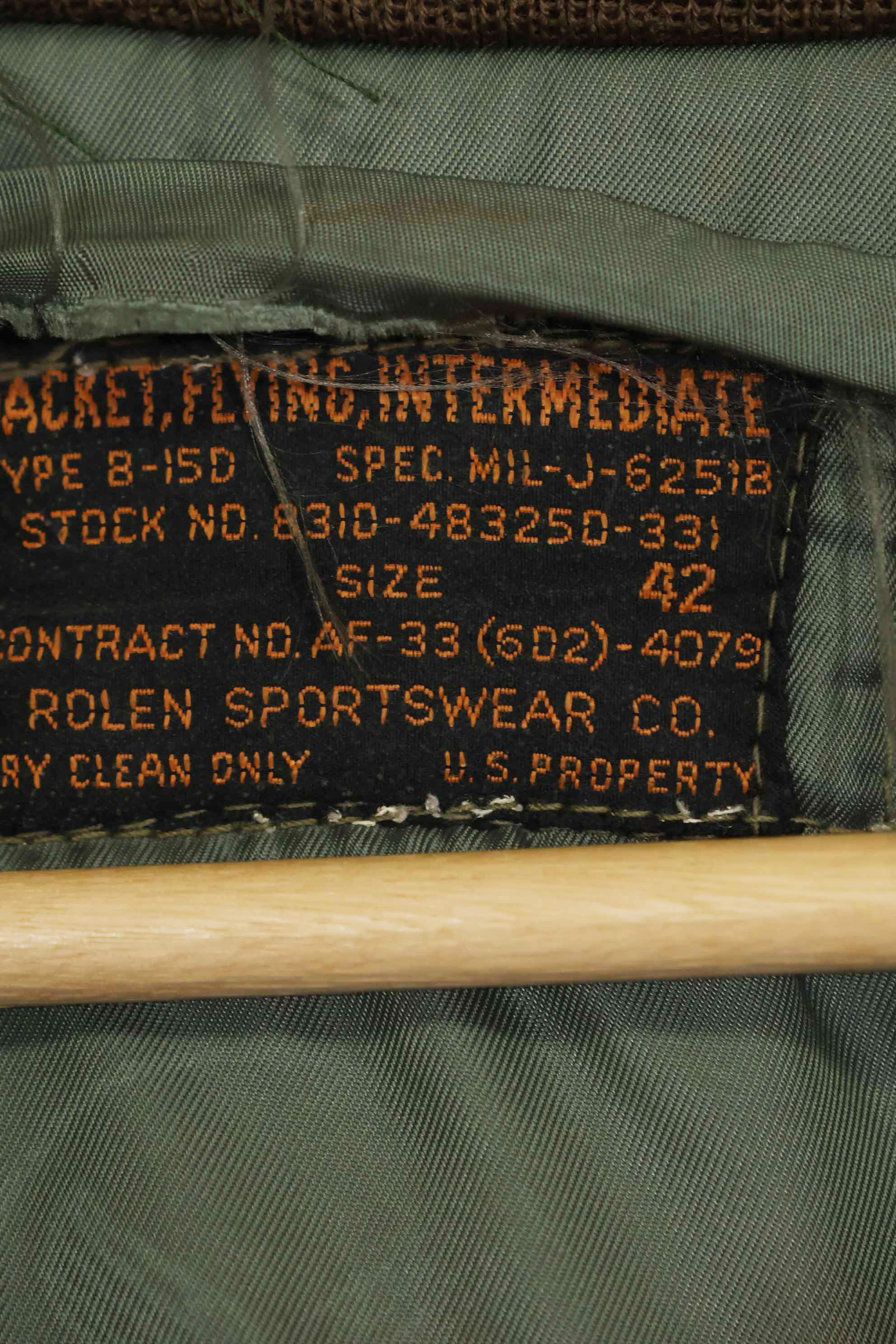 1950's USAF B-15D ribbed modified flight jacket size 42, used for high altitude