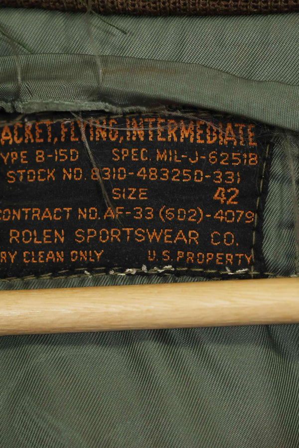 1950's USAF B-15D ribbed modified flight jacket size 42, used for high altitude