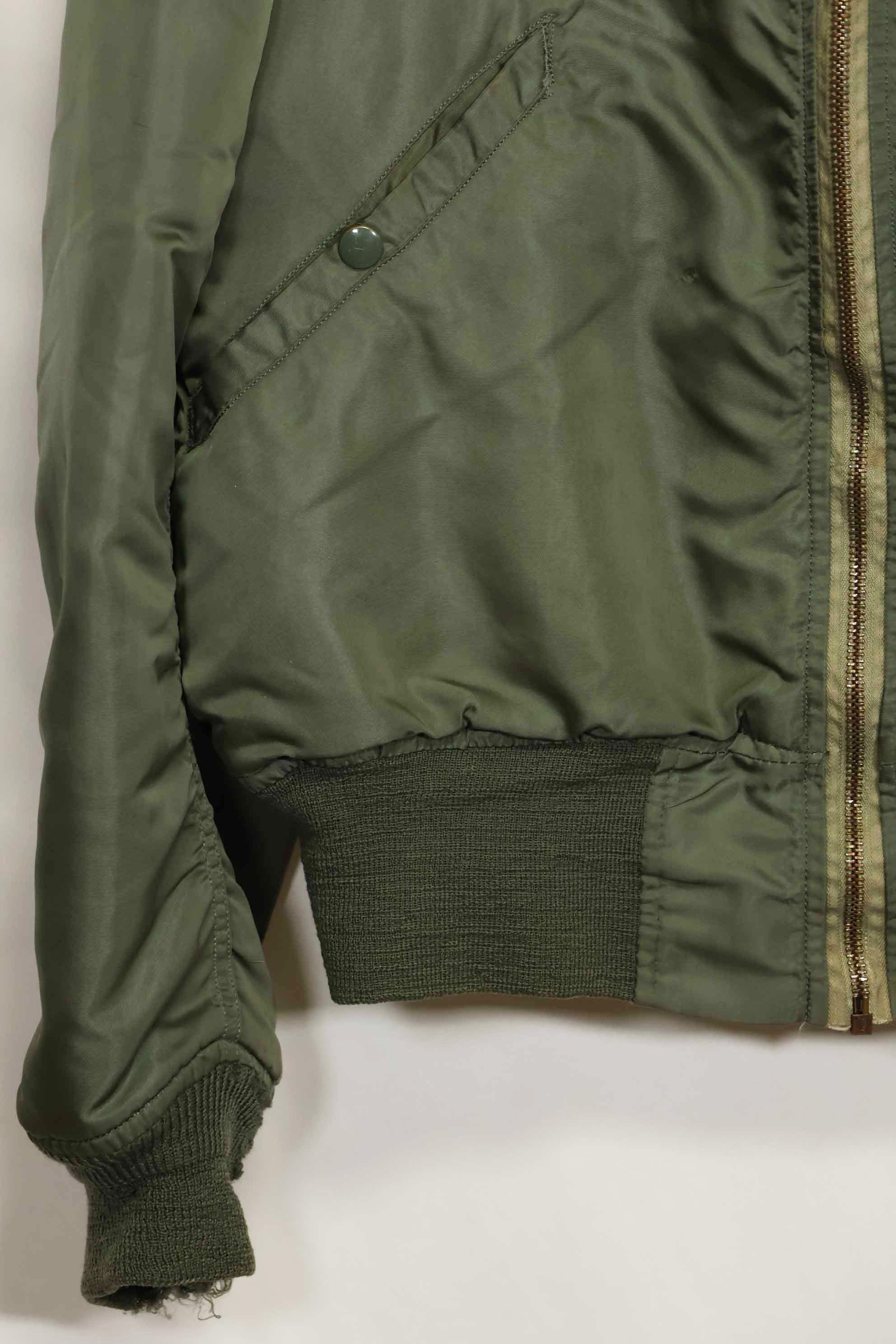 1969 Contract USAF L2-B Light Zone Flight Jacket with patches and rank insignia, used.