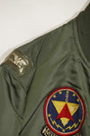 1969 Contract USAF L2-B Light Zone Flight Jacket with patches and rank insignia, used.