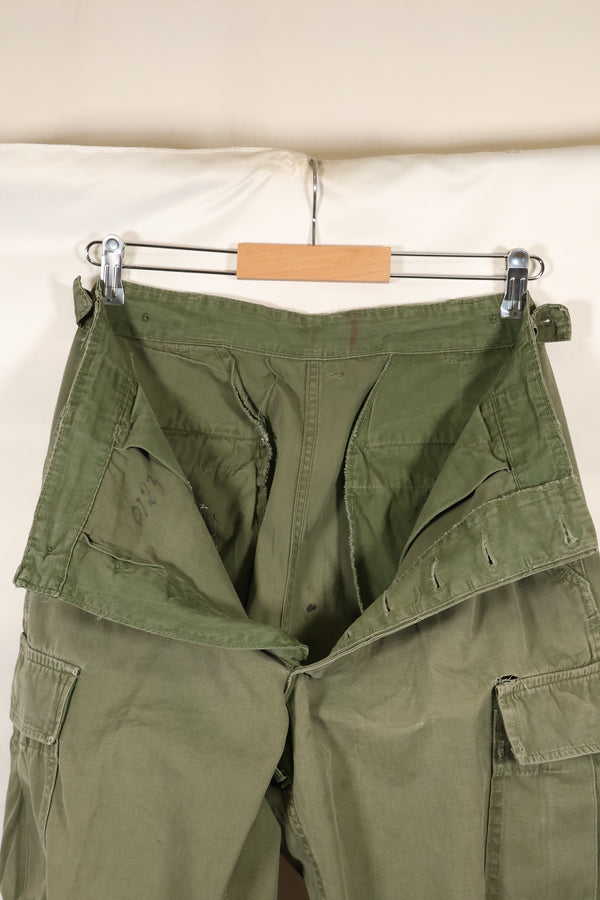 Mid-1960s, estimated XS-S 2nd Model Jungle Fatigue Pants, used.