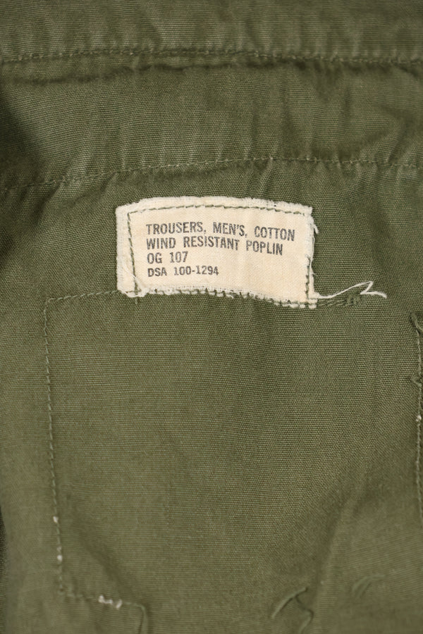 Mid-1960s, estimated XS-S 2nd Model Jungle Fatigue Pants, used.