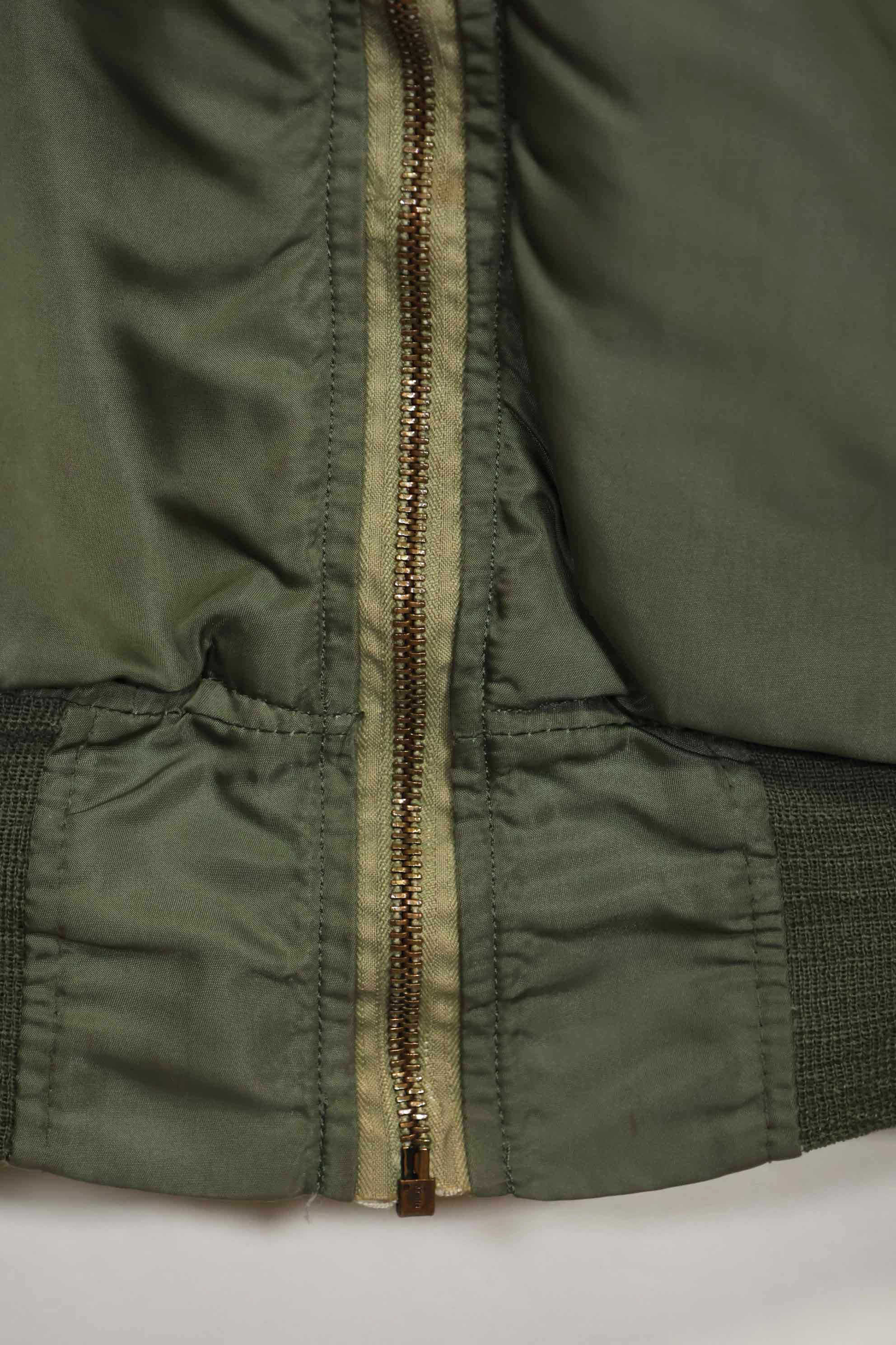 1969 Contract USAF L2-B Light Zone Flight Jacket with patches and rank insignia, used.