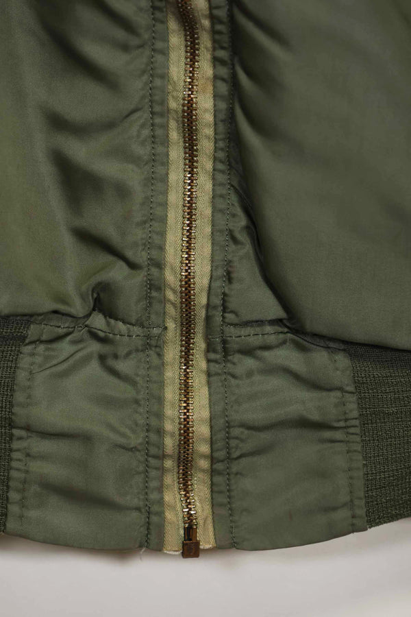 1969 Contract USAF L2-B Light Zone Flight Jacket with patches and rank insignia, used.