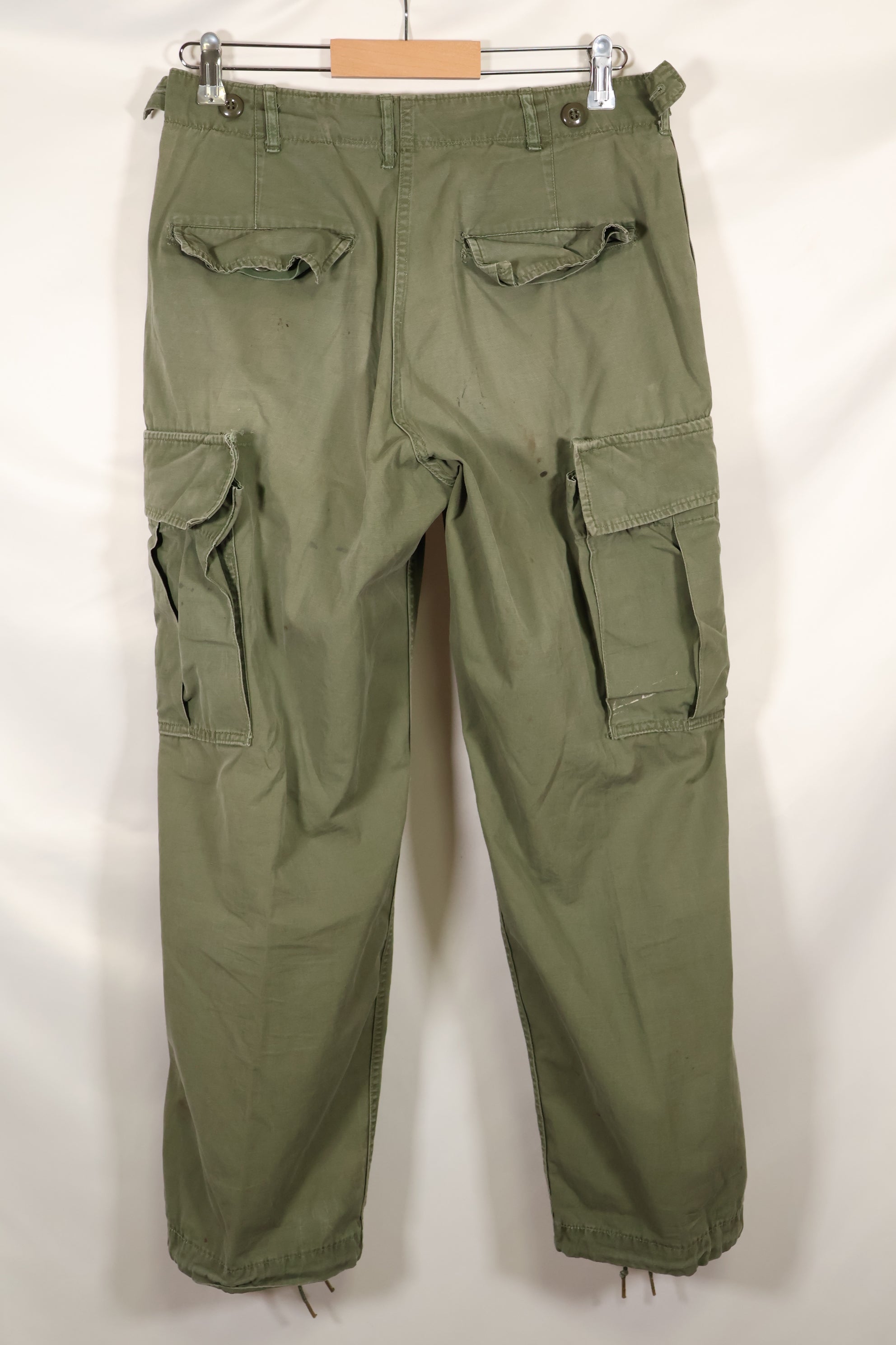 Mid-1960s, estimated XS-S 2nd Model Jungle Fatigue Pants, used.