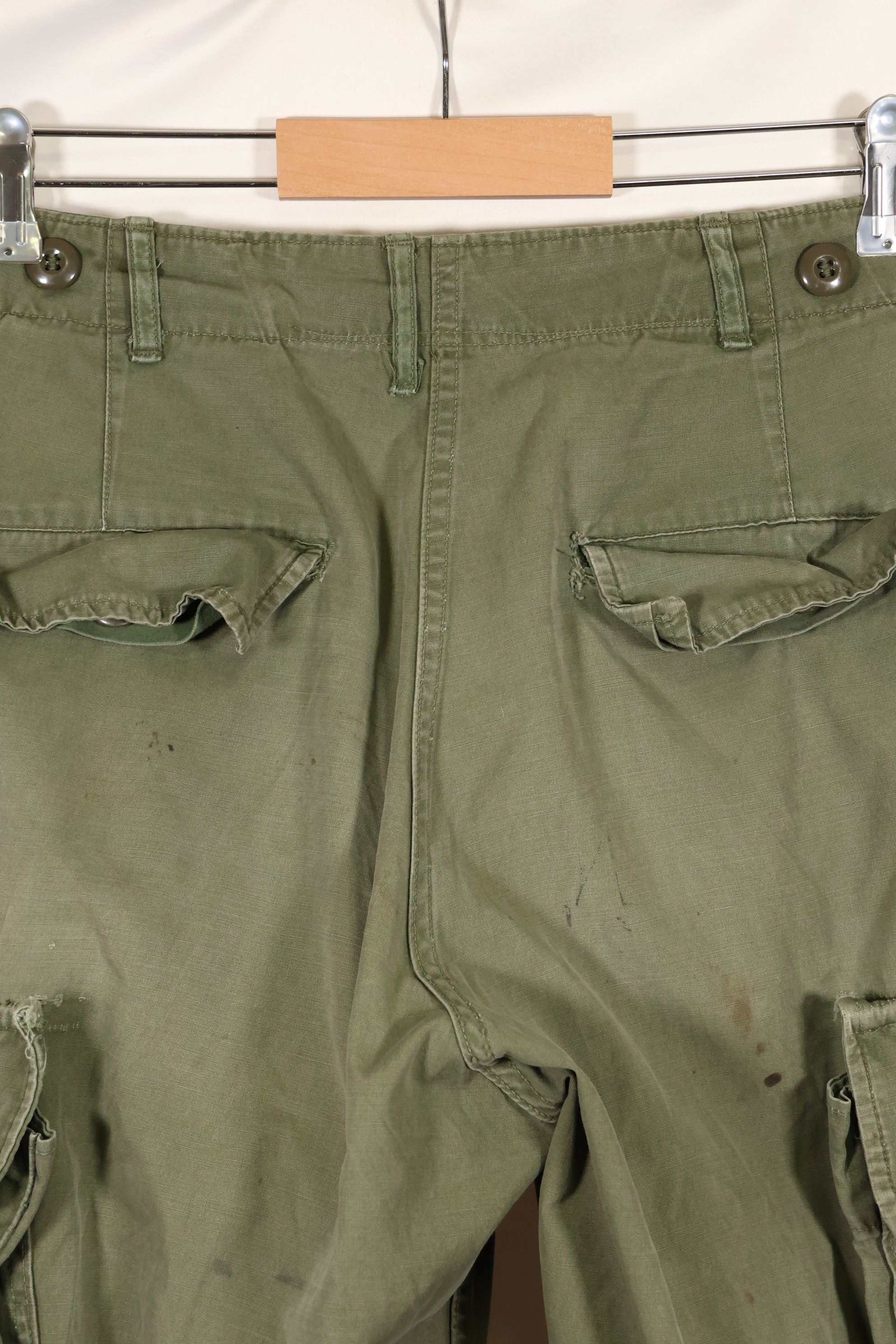 Mid-1960s, estimated XS-S 2nd Model Jungle Fatigue Pants, used.