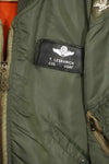 1969 Contract USAF L2-B Light Zone Flight Jacket with patches and rank insignia, used.