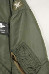 1969 Contract USAF L2-B Light Zone Flight Jacket with patches and rank insignia, used.