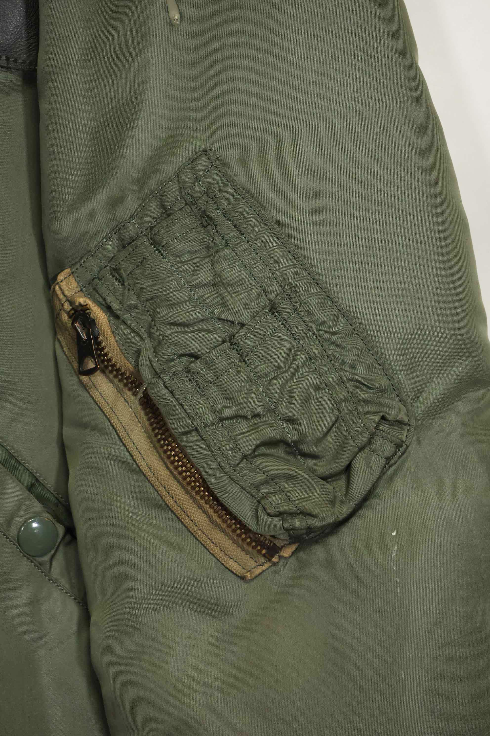 1969 Contract USAF L2-B Light Zone Flight Jacket with patches and rank insignia, used.