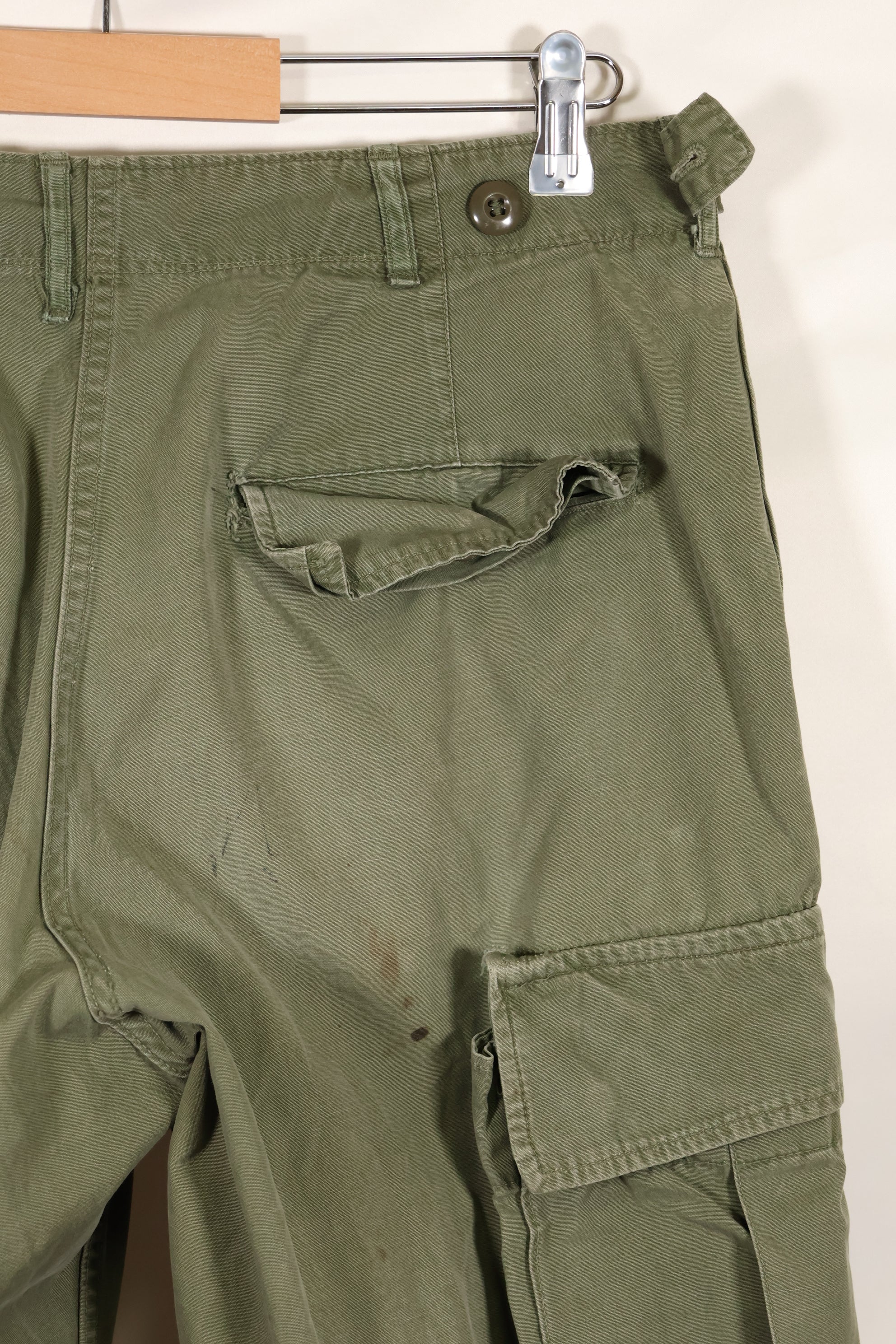 Mid-1960s, estimated XS-S 2nd Model Jungle Fatigue Pants, used.