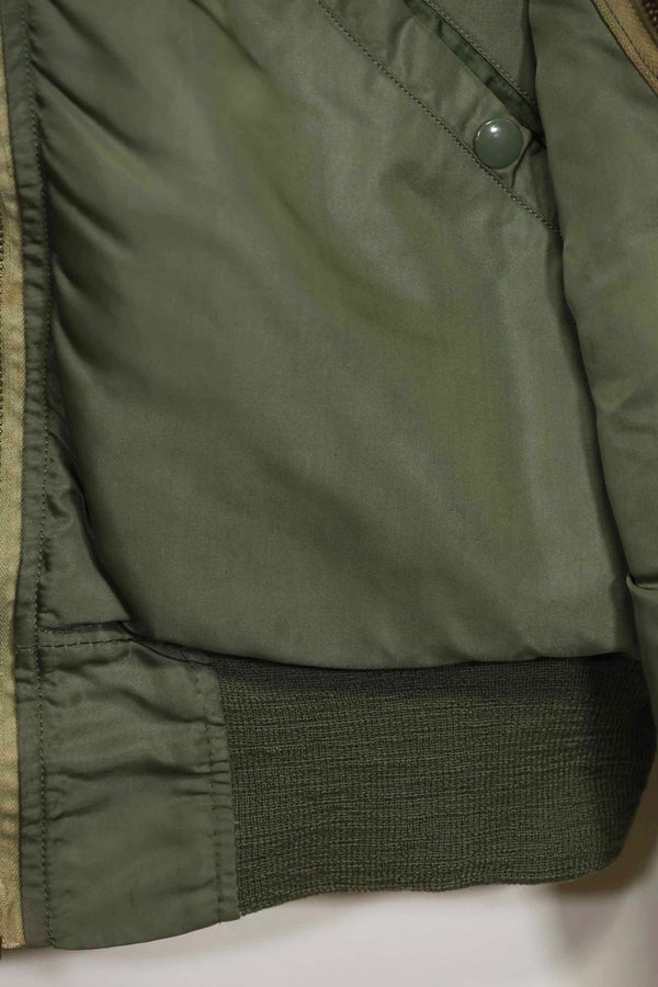 1969 Contract USAF L2-B Light Zone Flight Jacket with patches and rank insignia, used.