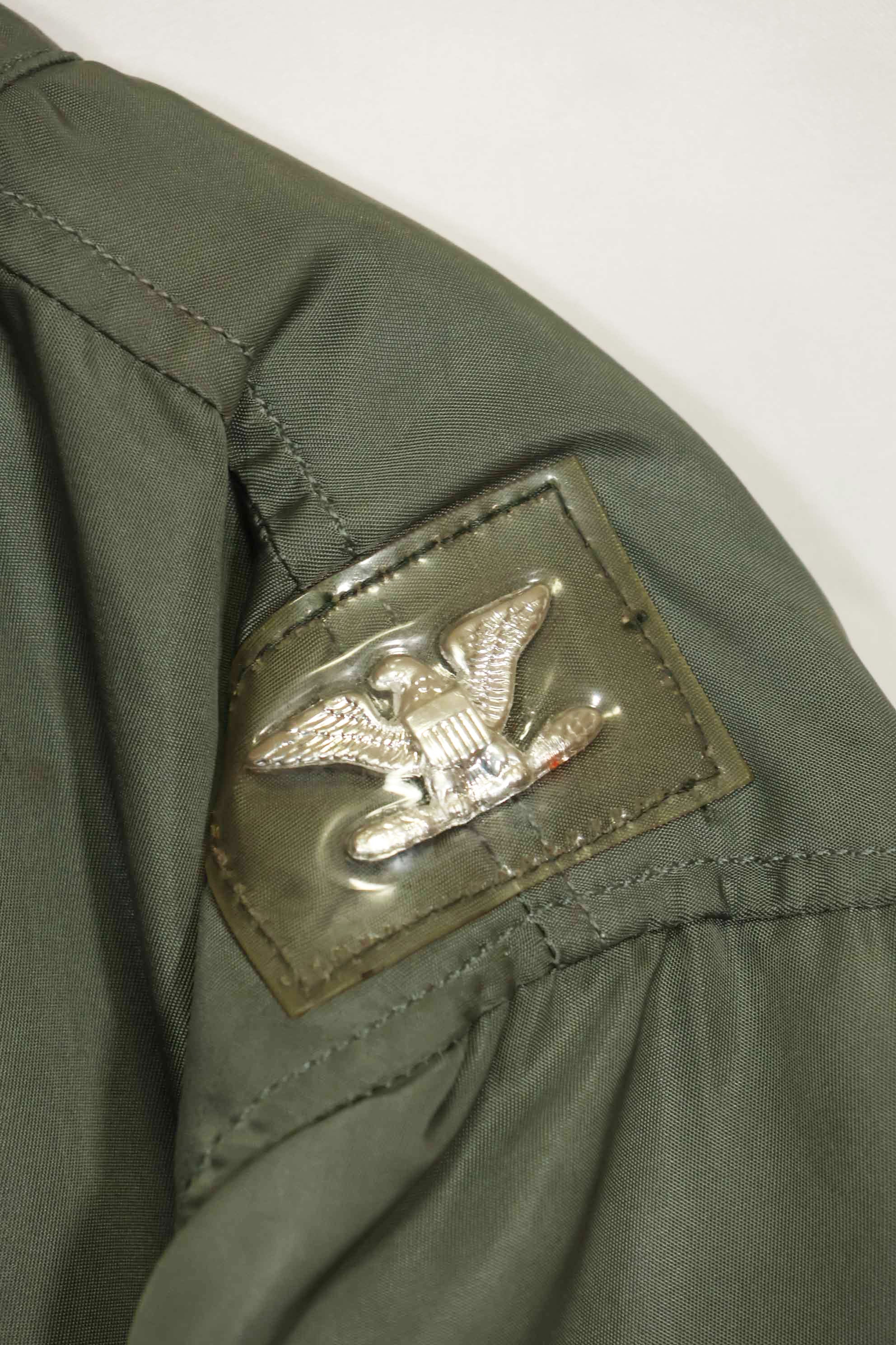 1969 Contract USAF L2-B Light Zone Flight Jacket with patches and rank insignia, used.