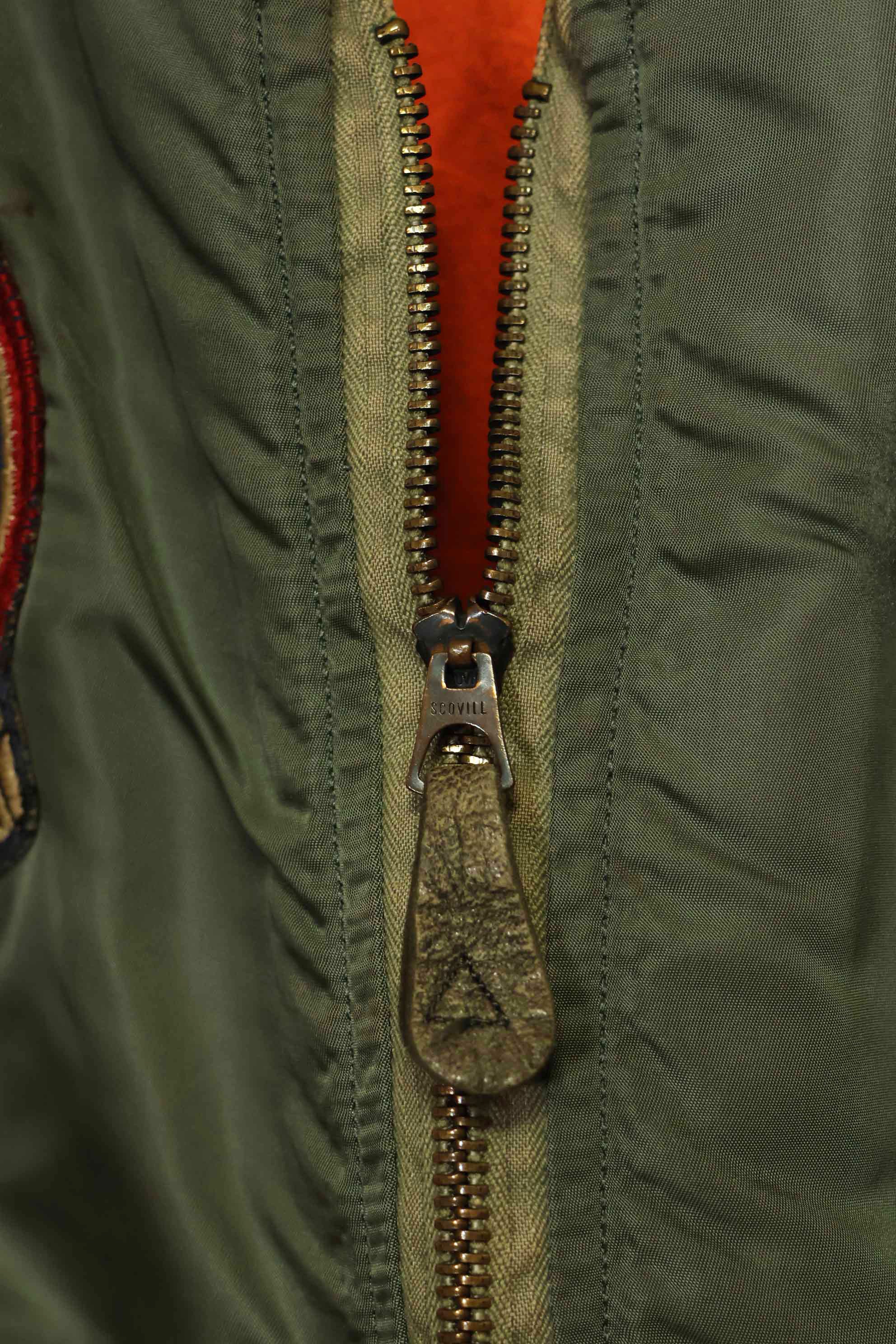 1969 Contract USAF L2-B Light Zone Flight Jacket with patches and rank insignia, used.