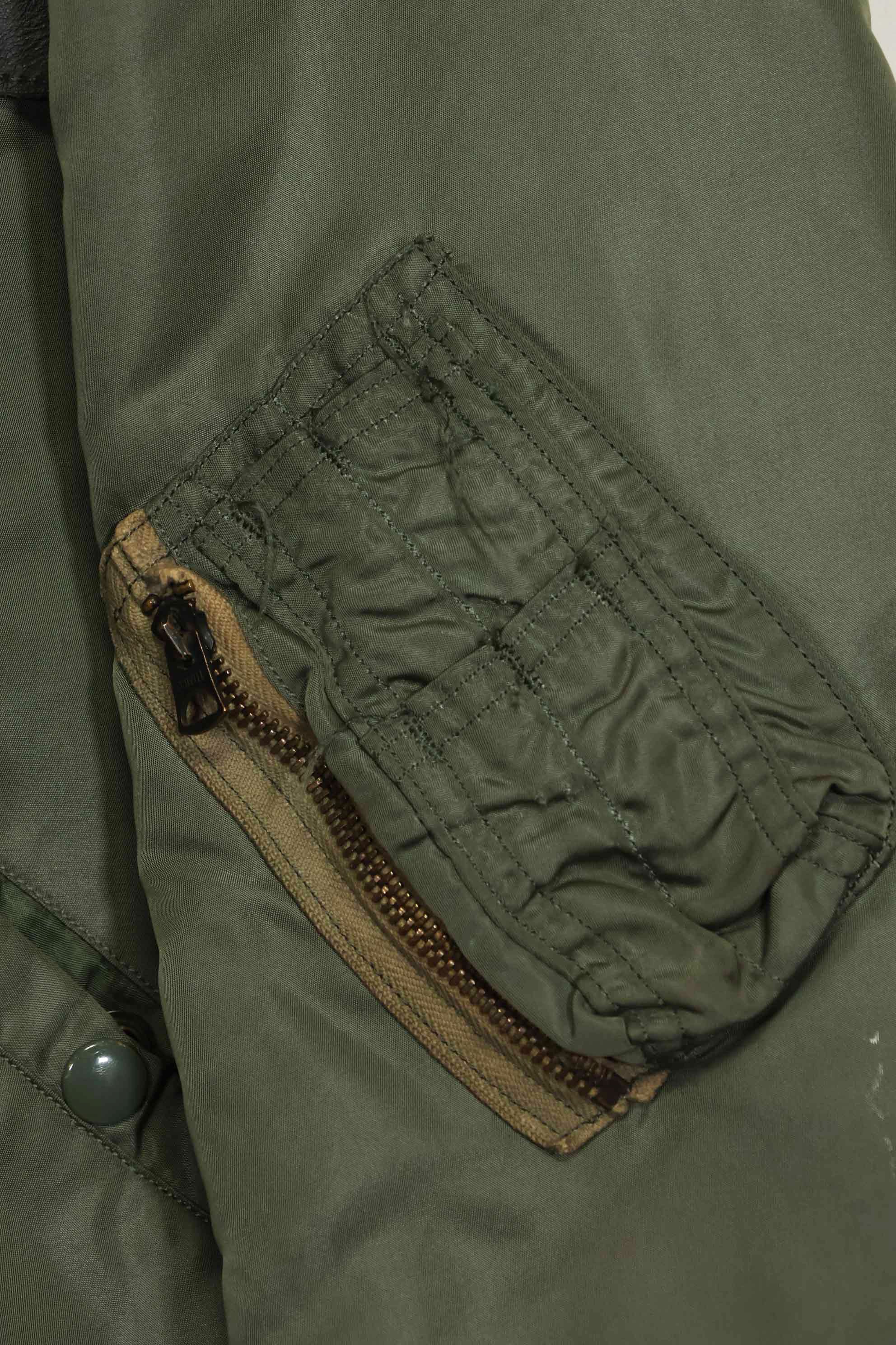 1969 Contract USAF L2-B Light Zone Flight Jacket with patches and rank insignia, used.