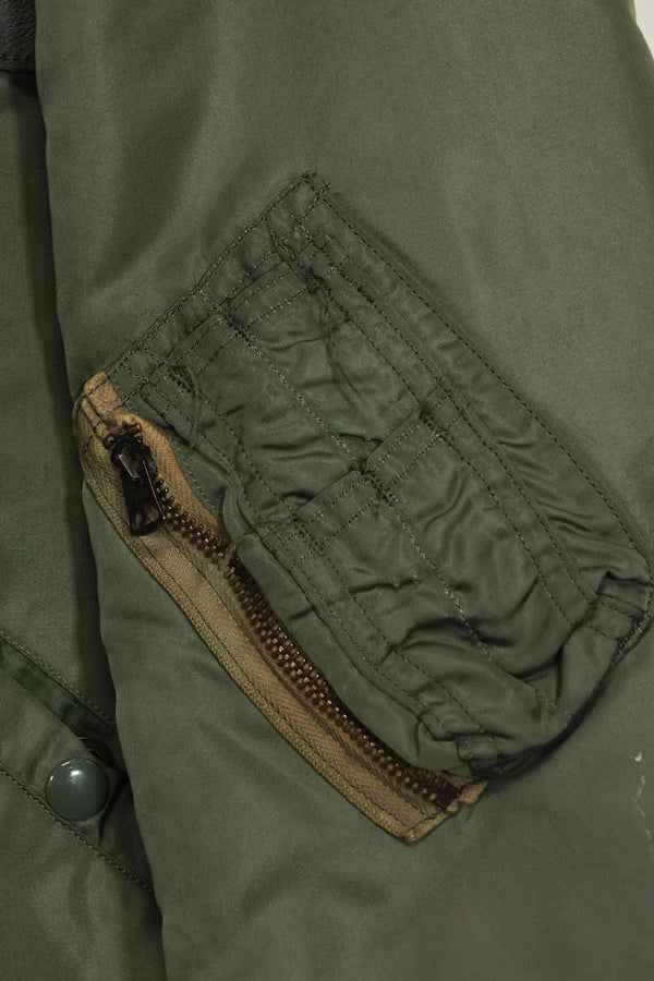 1969 Contract USAF L2-B Light Zone Flight Jacket with patches and rank insignia, used.