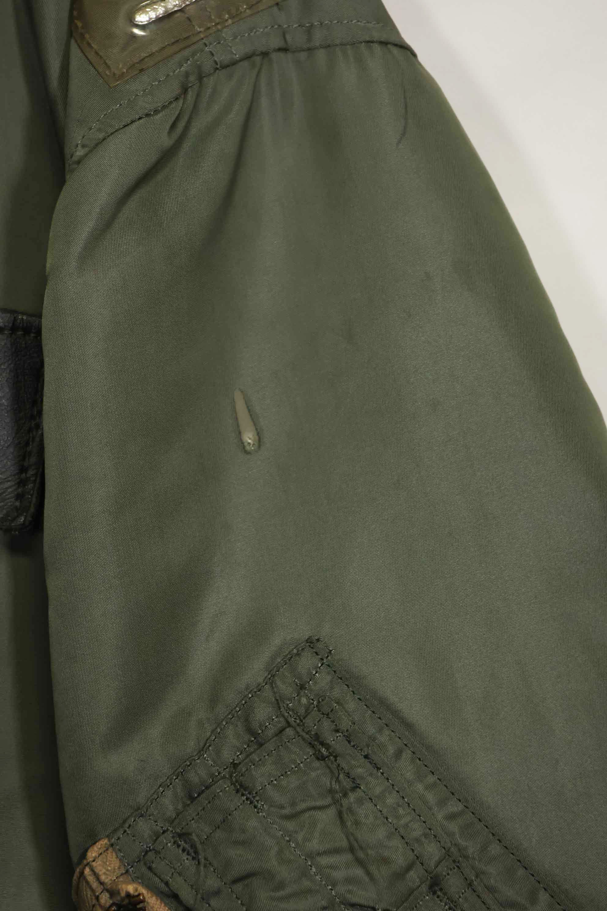 1969 Contract USAF L2-B Light Zone Flight Jacket with patches and rank insignia, used.