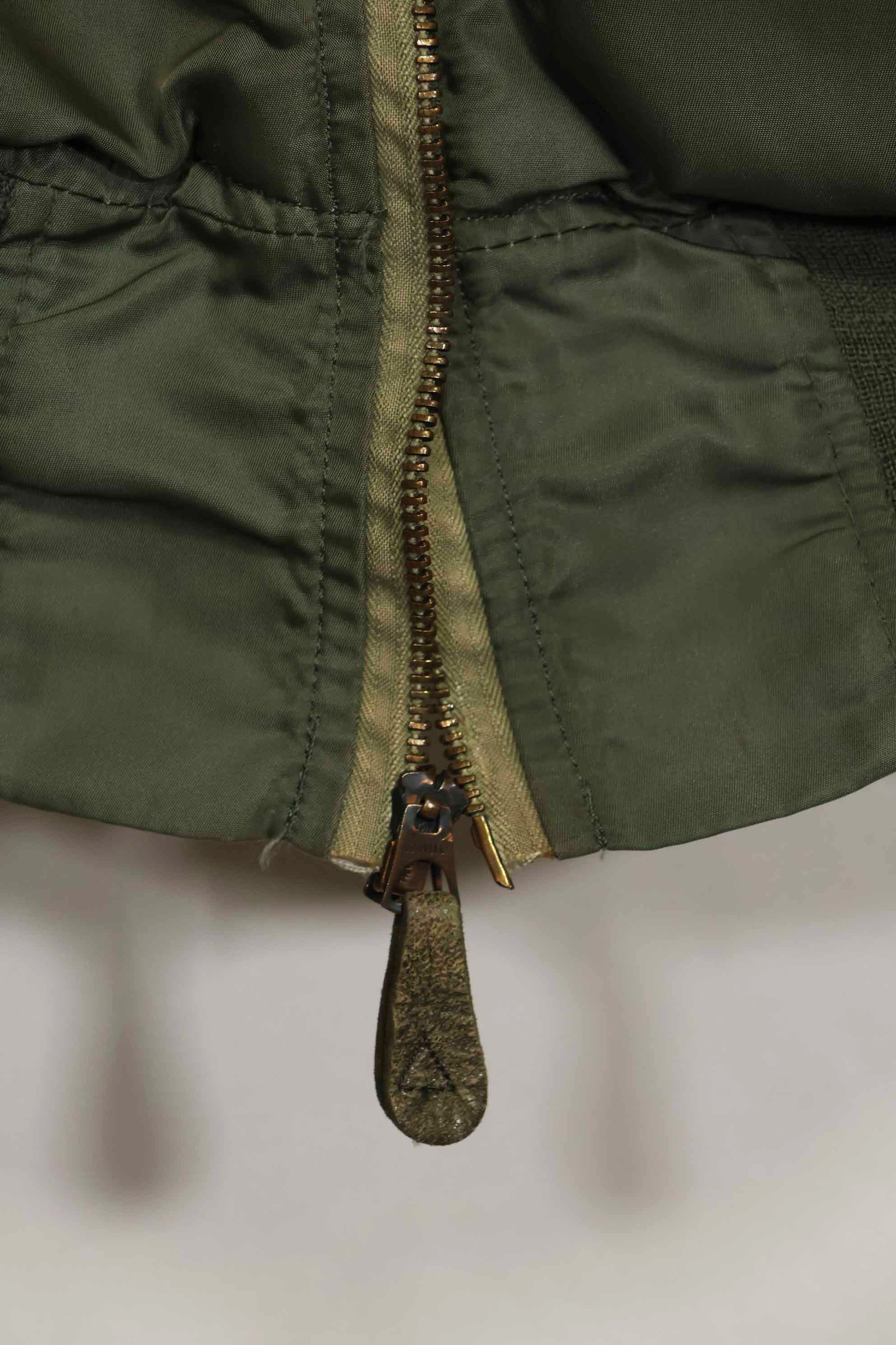 1969 Contract USAF L2-B Light Zone Flight Jacket with patches and rank insignia, used.