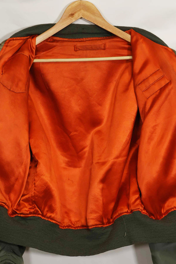 1969 Contract USAF L2-B Light Zone Flight Jacket with patches and rank insignia, used.