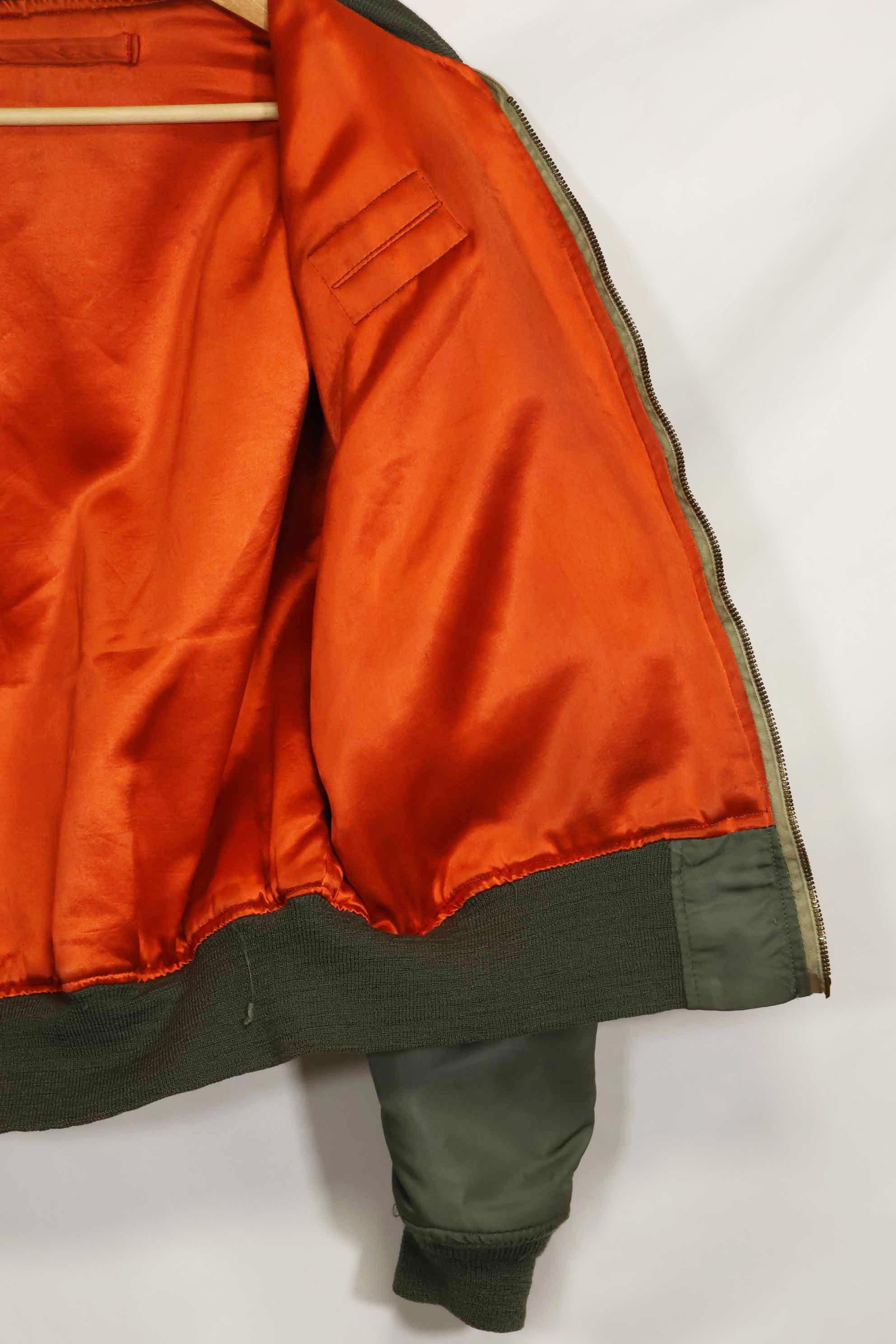 1969 Contract USAF L2-B Light Zone Flight Jacket with patches and rank insignia, used.