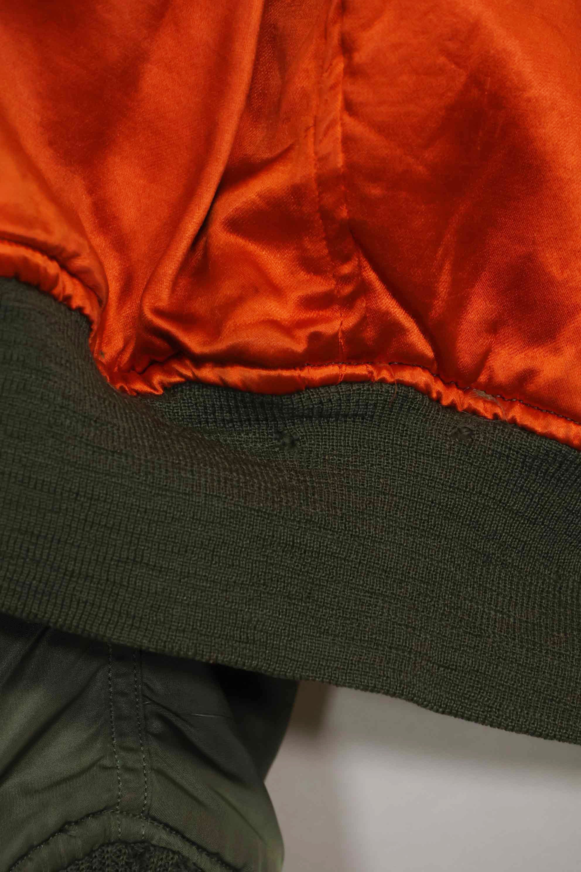 1969 Contract USAF L2-B Light Zone Flight Jacket with patches and rank insignia, used.