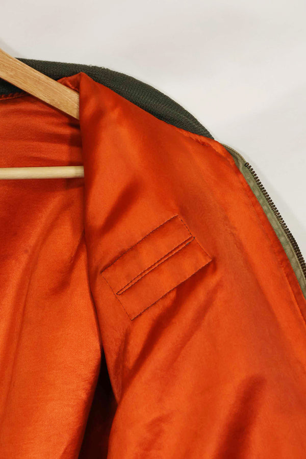 1969 Contract USAF L2-B Light Zone Flight Jacket with patches and rank insignia, used.