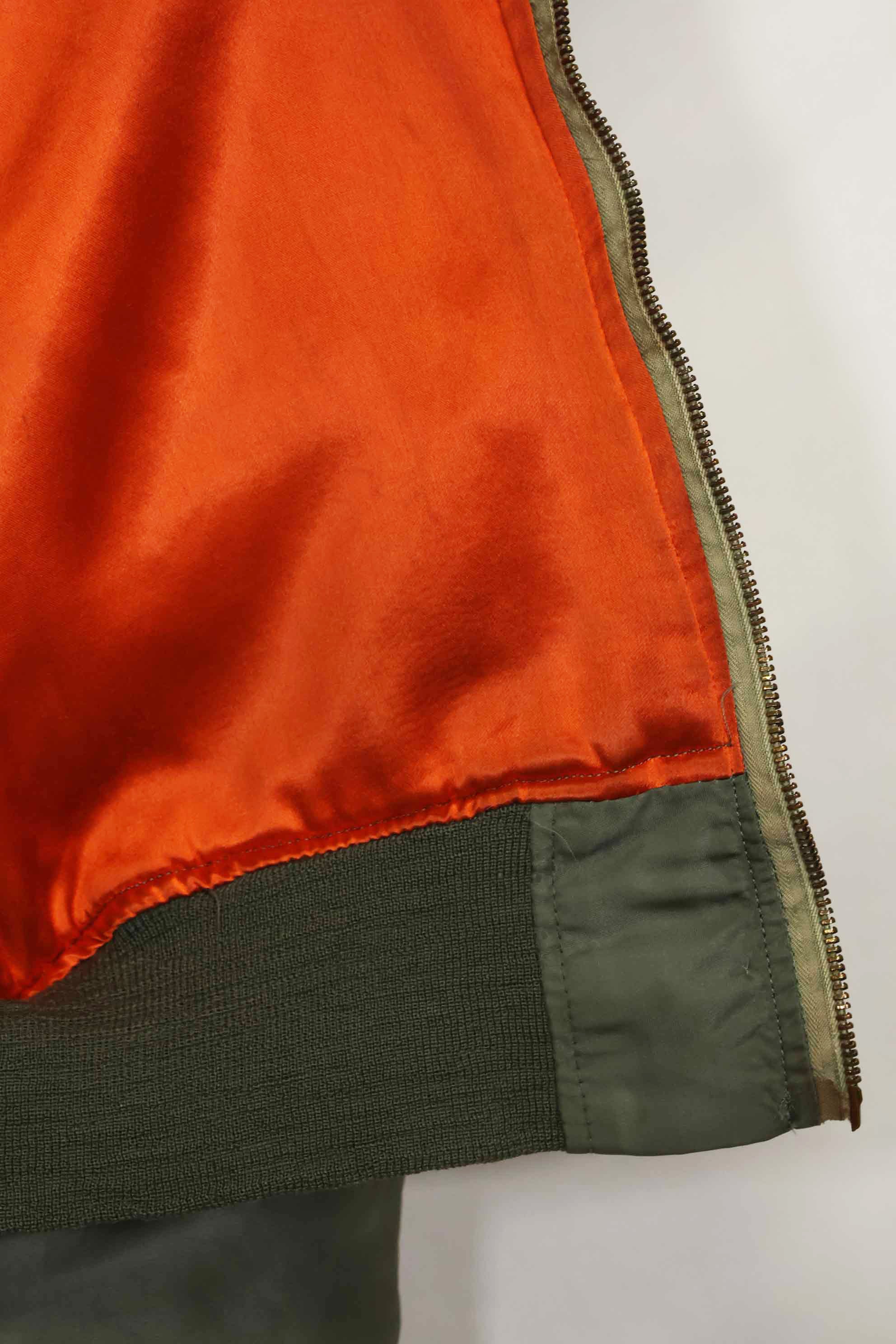 1969 Contract USAF L2-B Light Zone Flight Jacket with patches and rank insignia, used.