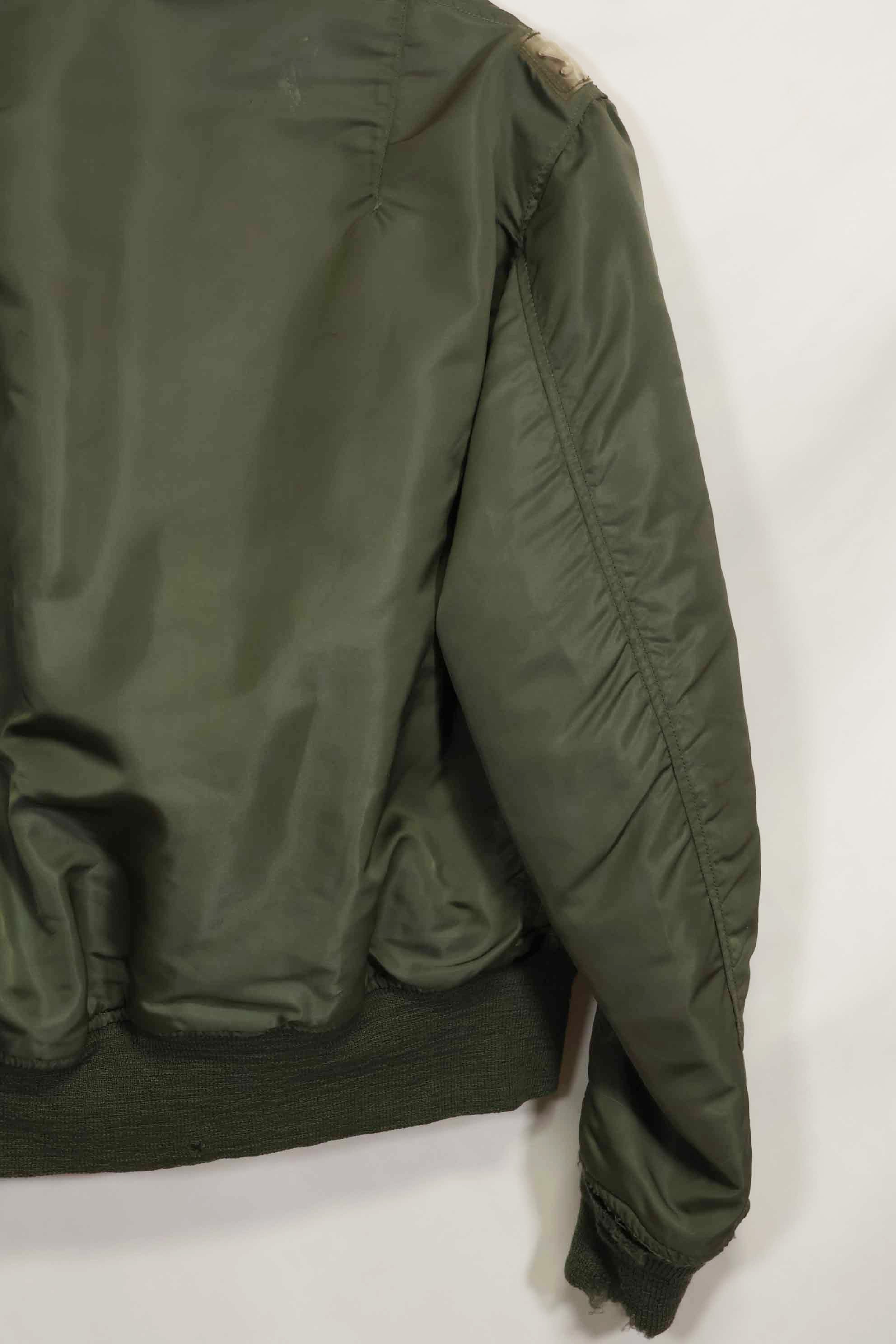 1969 Contract USAF L2-B Light Zone Flight Jacket with patches and rank insignia, used.