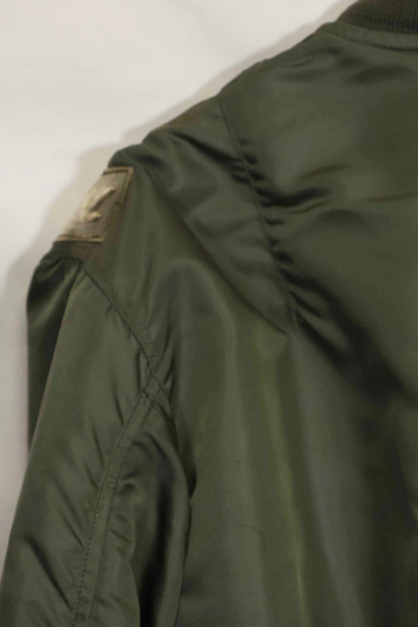 1969 Contract USAF L2-B Light Zone Flight Jacket with patches and rank insignia, used.