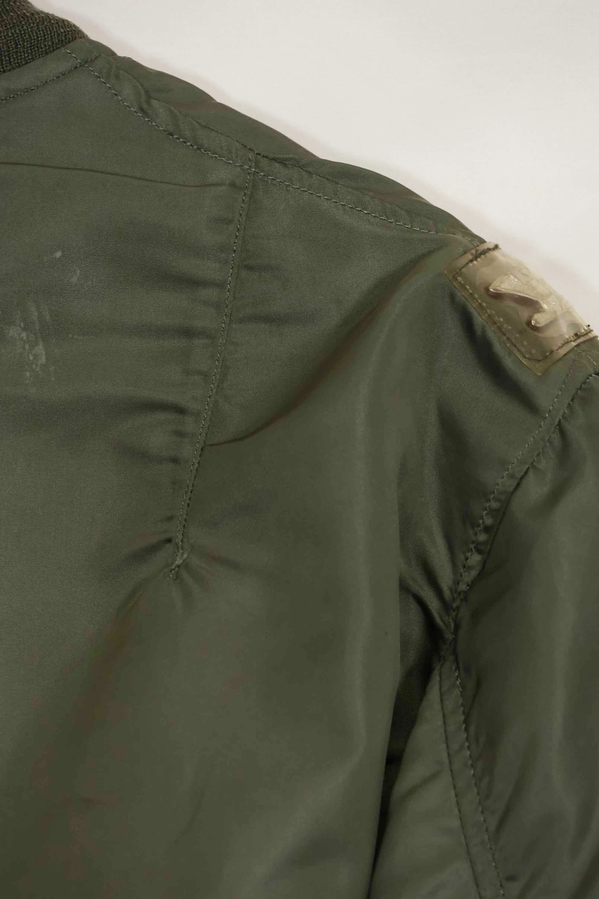 1969 Contract USAF L2-B Light Zone Flight Jacket with patches and rank insignia, used.