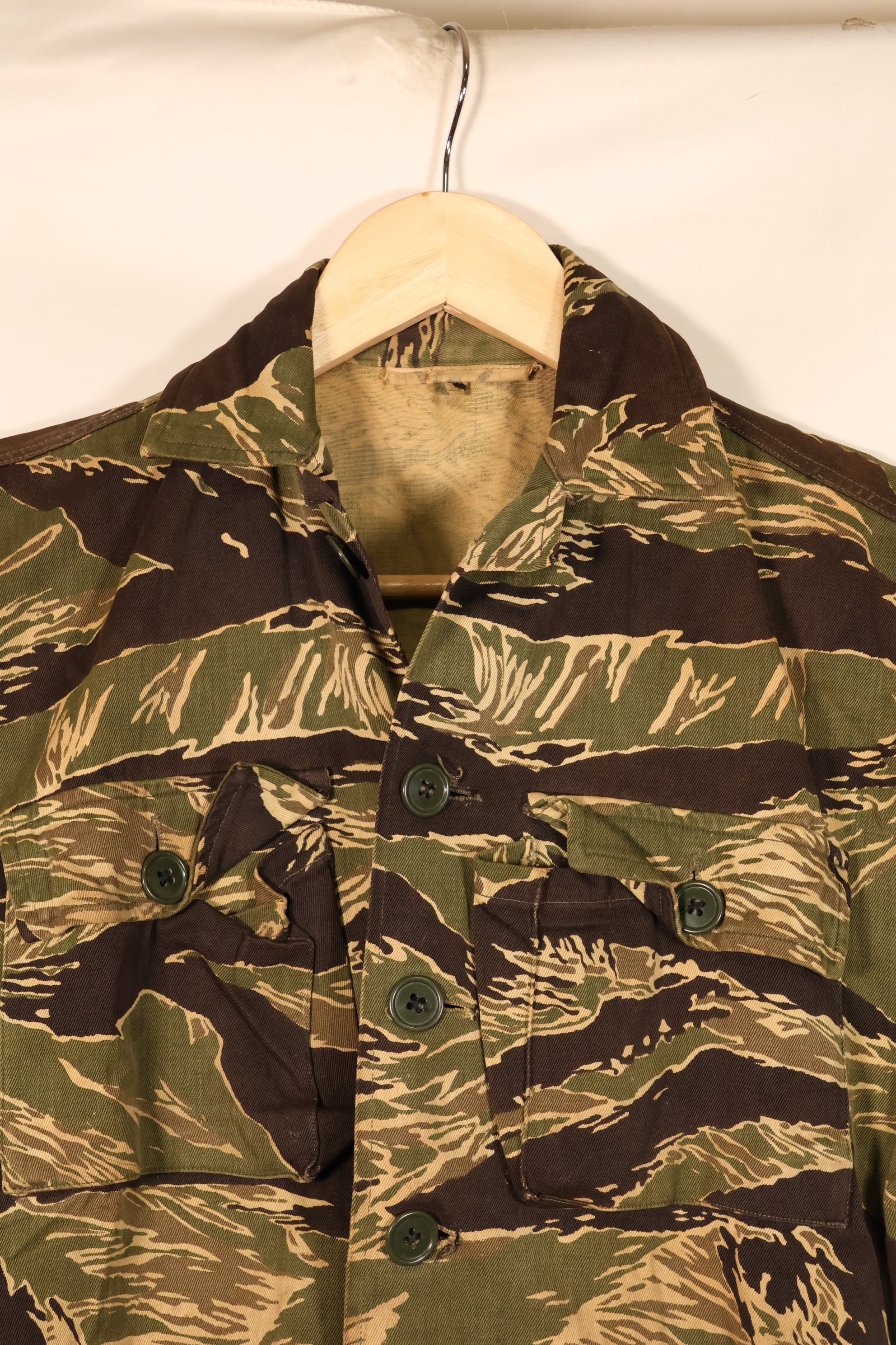 Circa 1965–66 | Asian Cut | Okinawa Tiger Pattern | Short-Sleeve Custom | Tiger Stripe | Shirt | JWD | Used