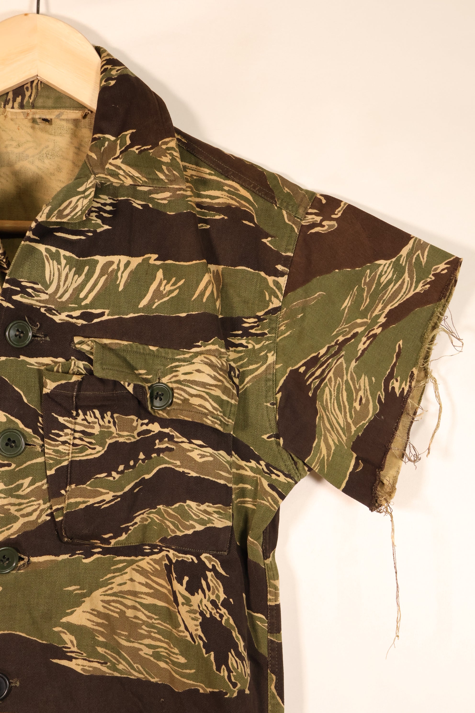Circa 1965–66 | Asian Cut | Okinawa Tiger Pattern | Short-Sleeve Custom | Tiger Stripe | Shirt | JWD | Used