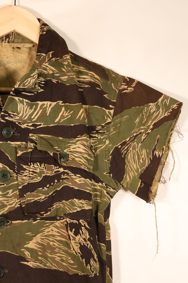 Circa 1965–66 | Asian Cut | Okinawa Tiger Pattern | Short-Sleeve Custom | Tiger Stripe | Shirt | JWD | Used