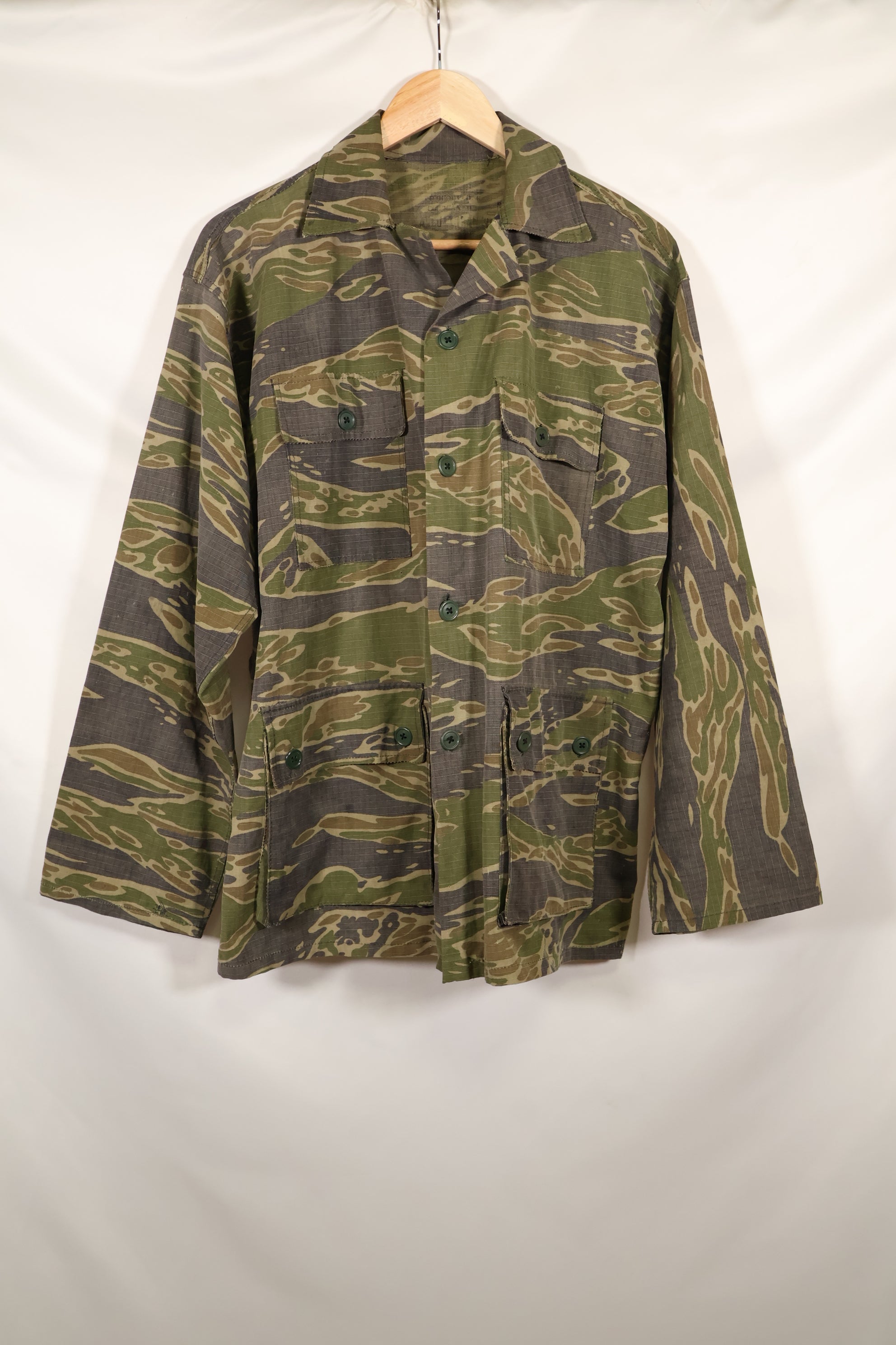 1970年代　南ベトナム海兵隊　タイガーストライプ　シャツ　VNMC 後期 リップストップパターン　中古品　