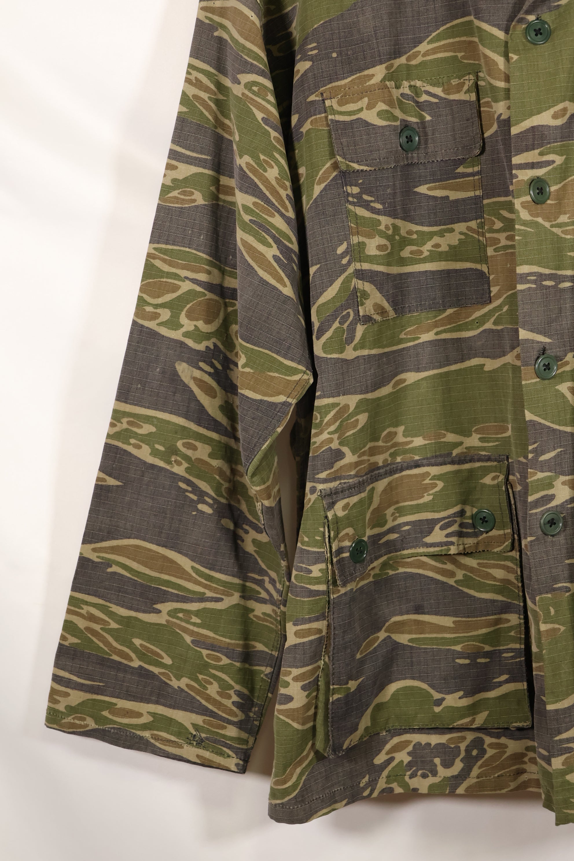 1970年代　南ベトナム海兵隊　タイガーストライプ　シャツ　VNMC 後期 リップストップパターン　中古品　