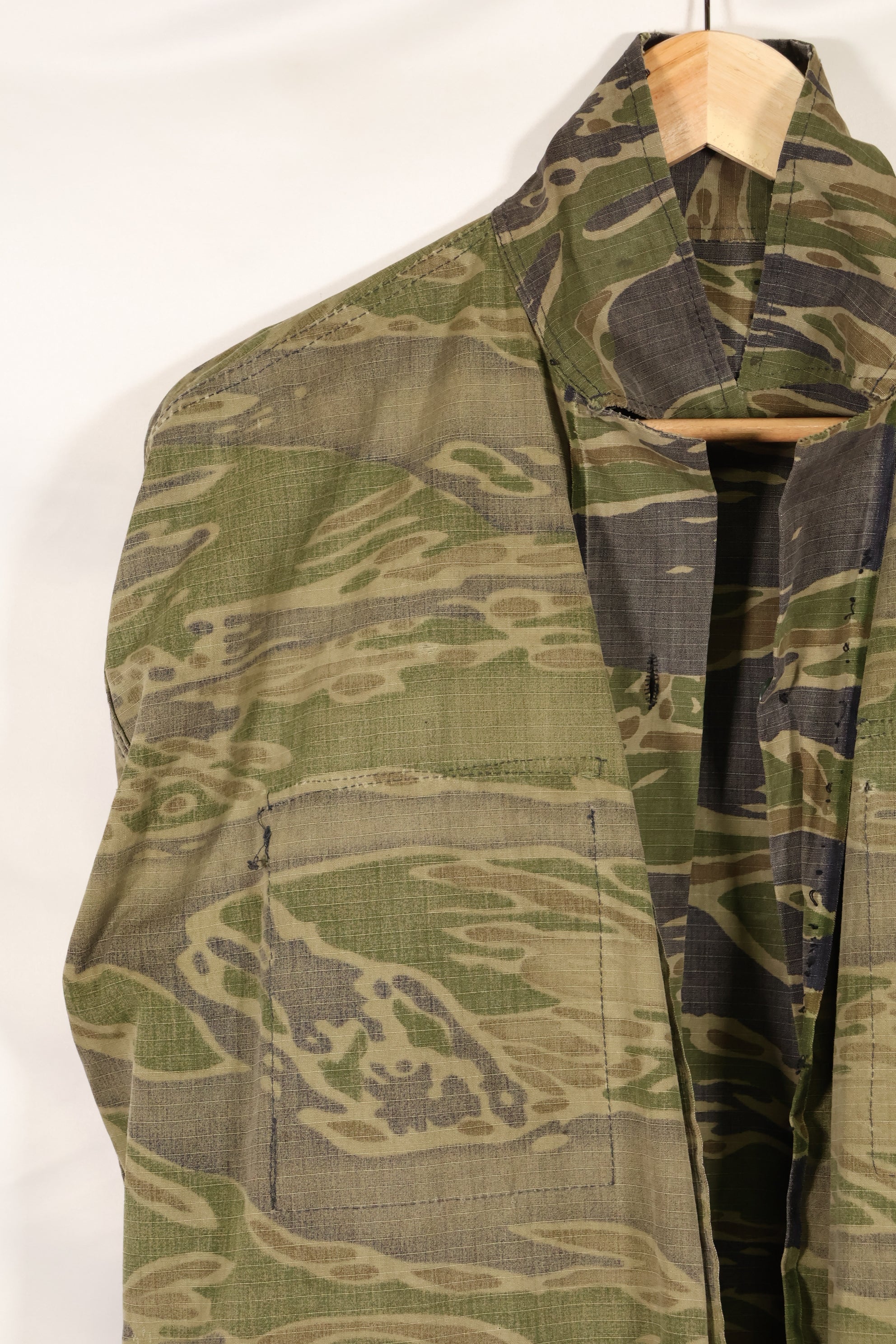 1970年代　南ベトナム海兵隊　タイガーストライプ　シャツ　VNMC 後期 リップストップパターン　中古品　