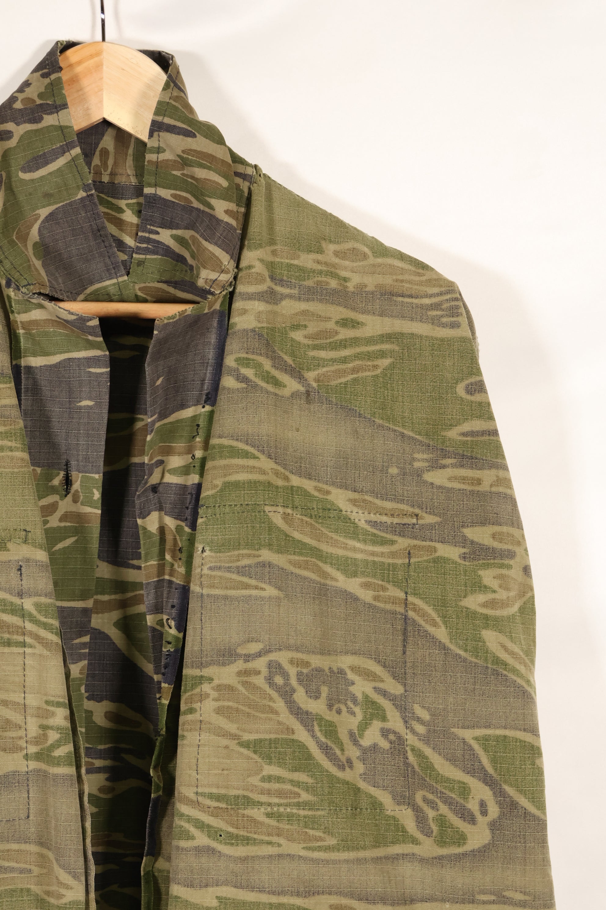 1970年代　南ベトナム海兵隊　タイガーストライプ　シャツ　VNMC 後期 リップストップパターン　中古品　