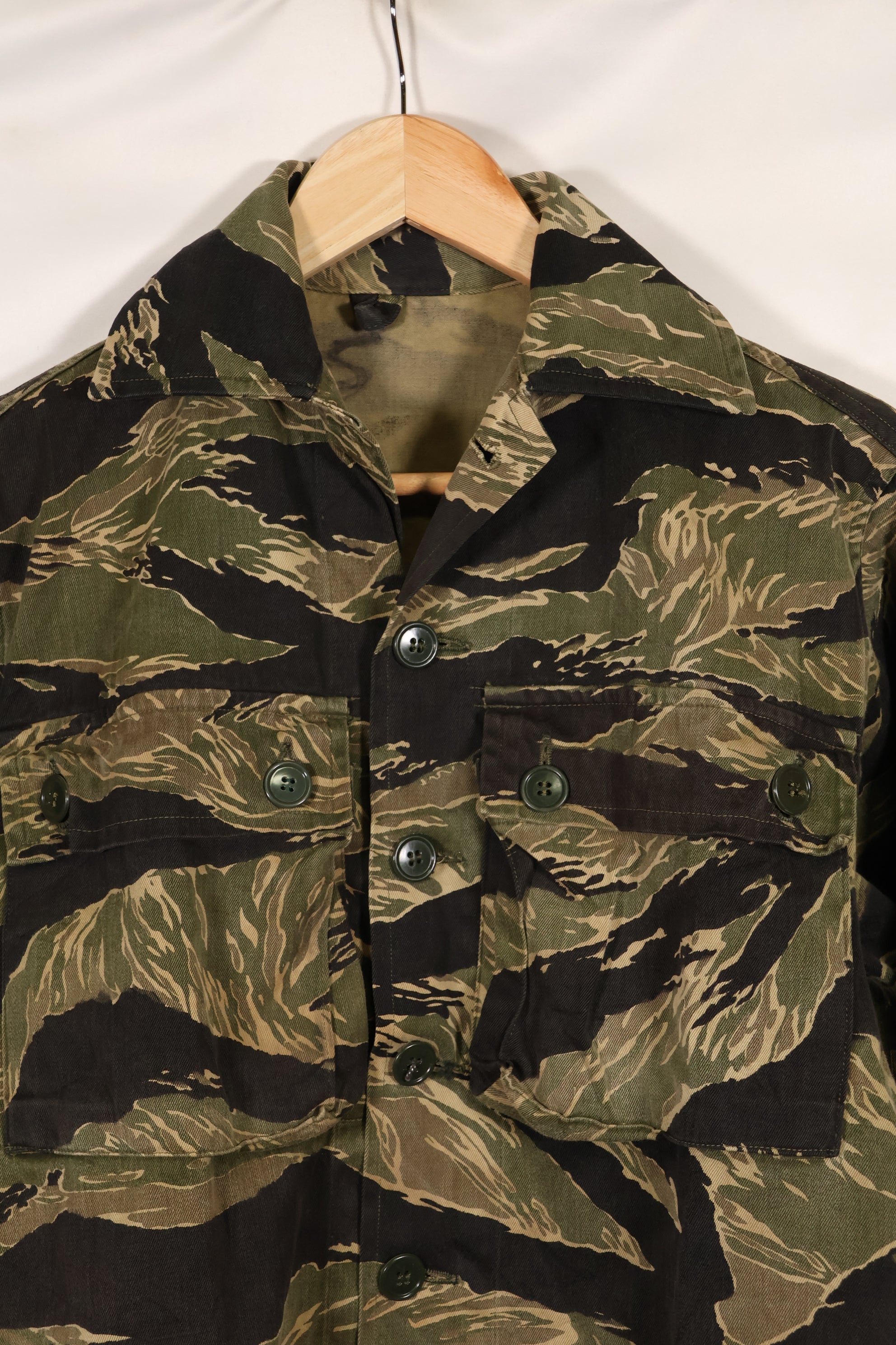 実物　US-S　沖縄タイガー　タイガーストライプ　USカットシャツ　日本本土縫製　中古品