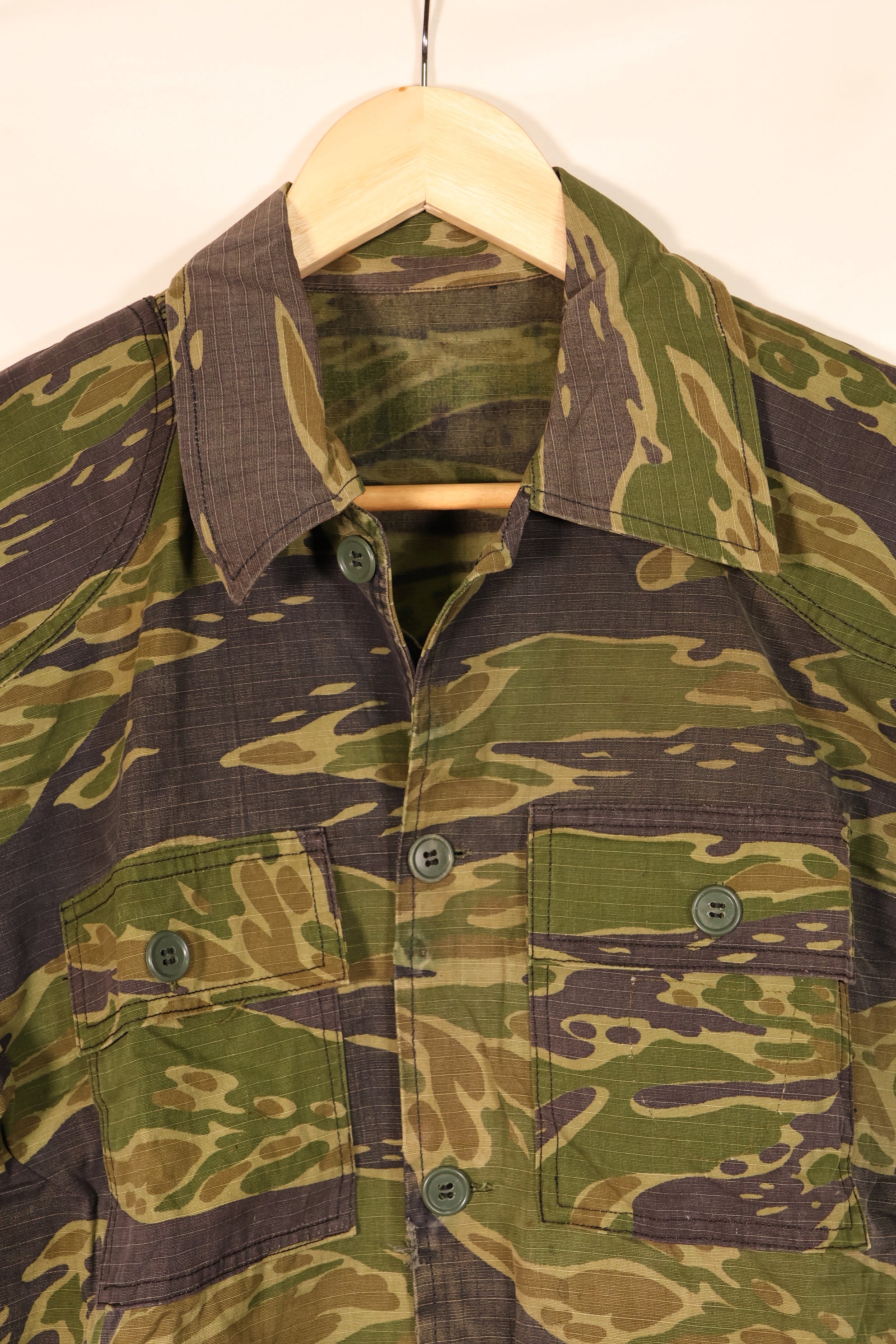 1970年代　実物生地　戦後縫製　VNMC　5th Model 南ベトナム海兵隊　タイガーストライプ　シャツ　中古品