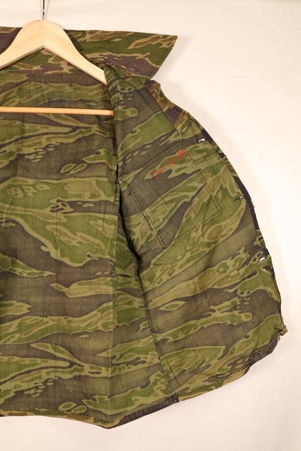 1970年代　実物生地　戦後縫製　VNMC　5th Model 南ベトナム海兵隊　タイガーストライプ　シャツ　中古品