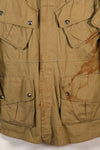 1940s 40R WWII M42 jump jacket without waist belt, stained, used.